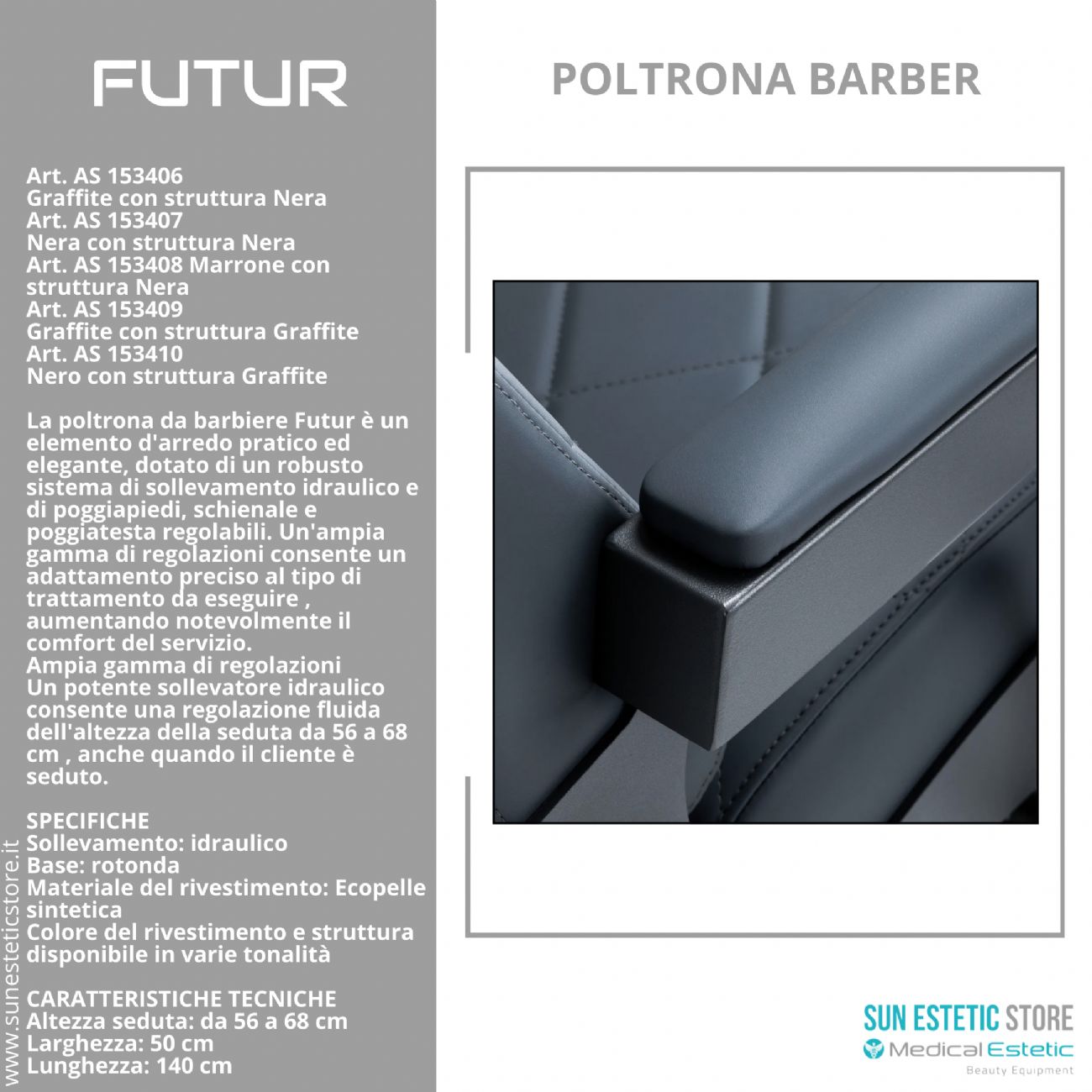 Futur moderna poltrona maschile barber in varie