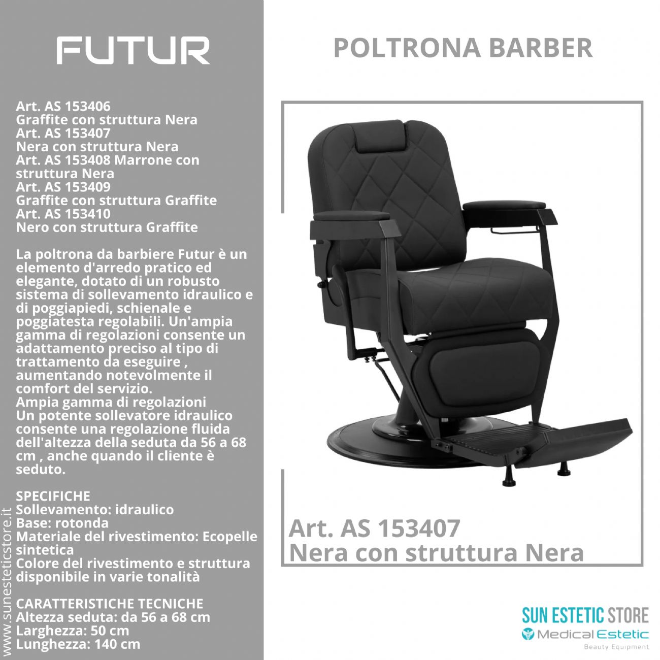 Futur moderna poltrona maschile barber in varie