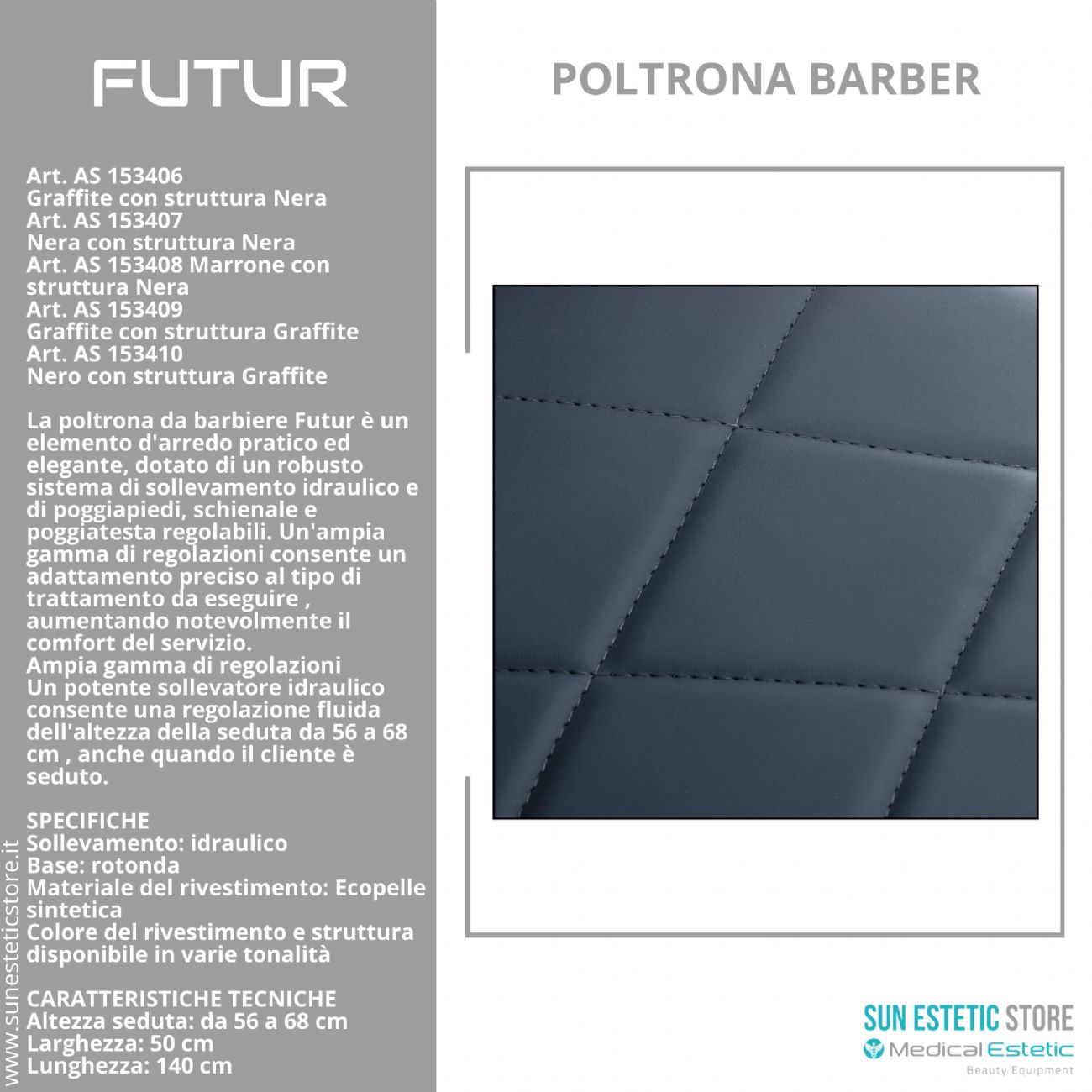 Futur moderna poltrona maschile barber in varie