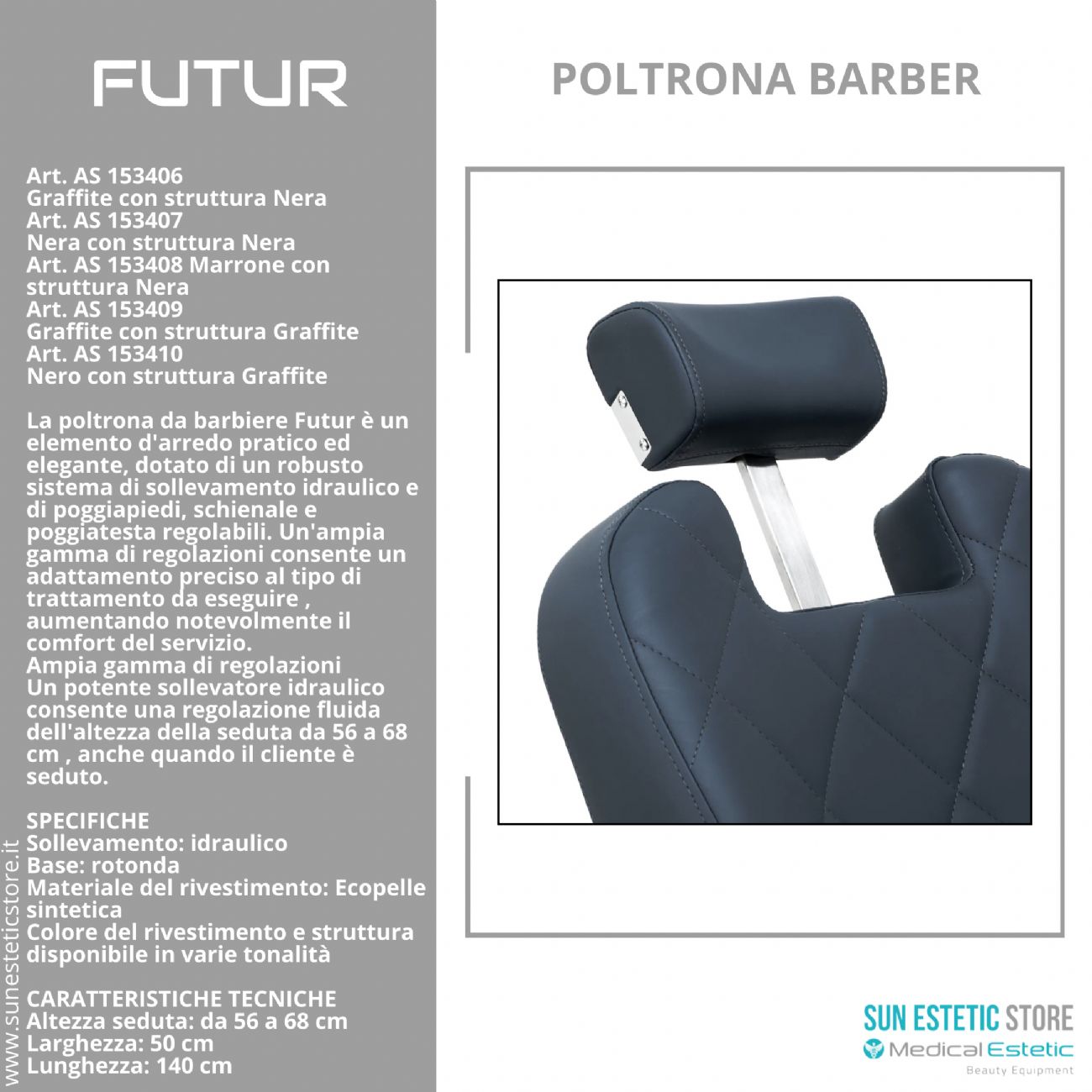 Futur moderna poltrona maschile barber in varie