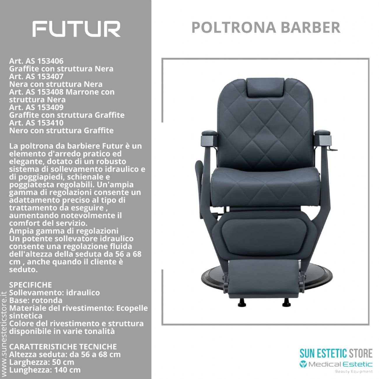Futur moderna poltrona maschile barber in varie