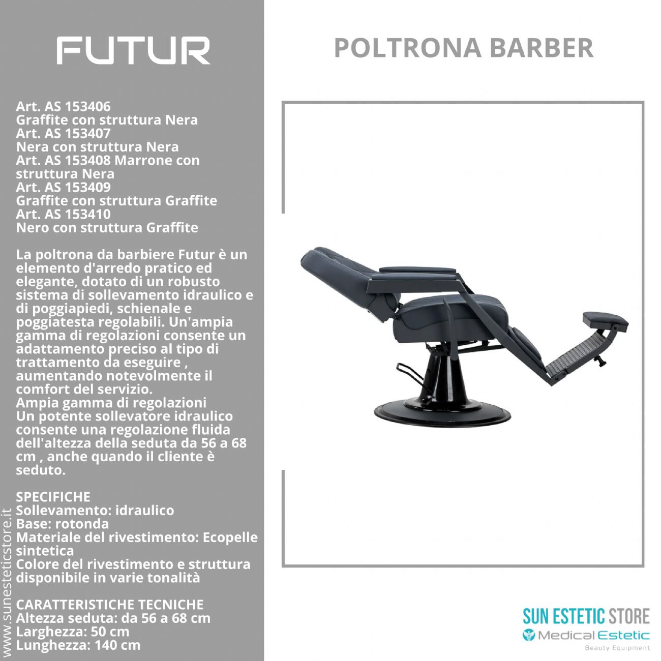 Futur moderna poltrona maschile barber in varie