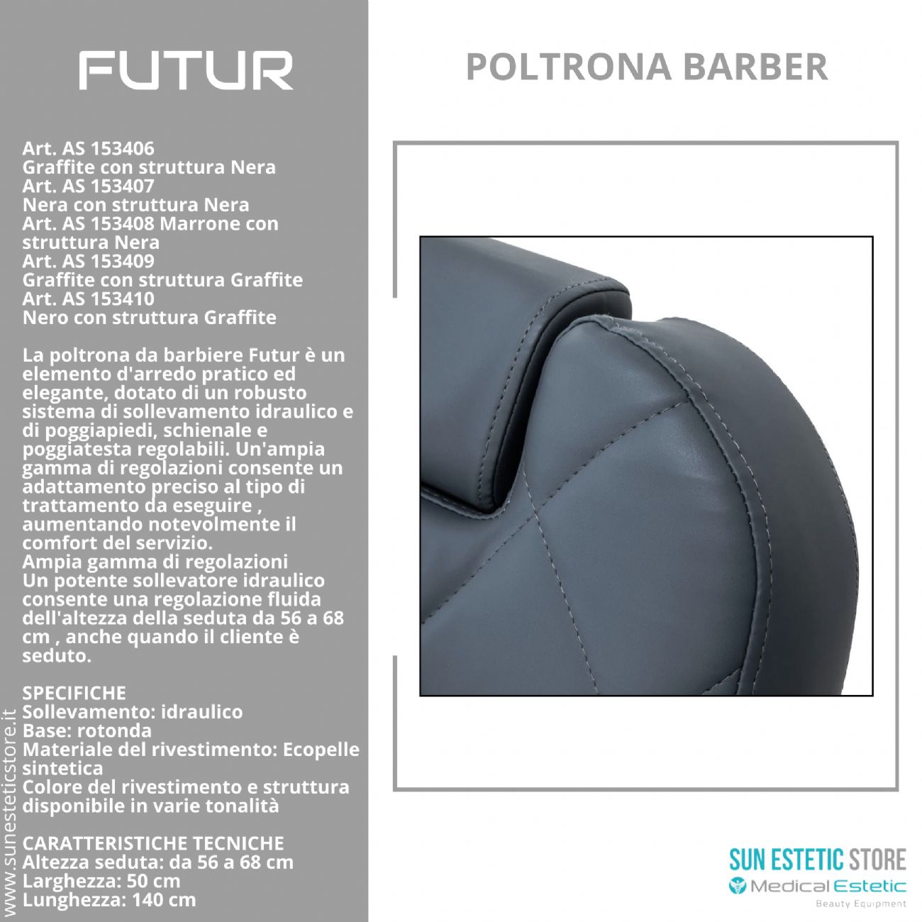 Futur moderna poltrona maschile barber in varie