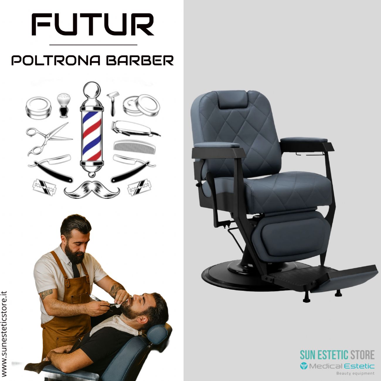 Futur moderna poltrona maschile barber in varie