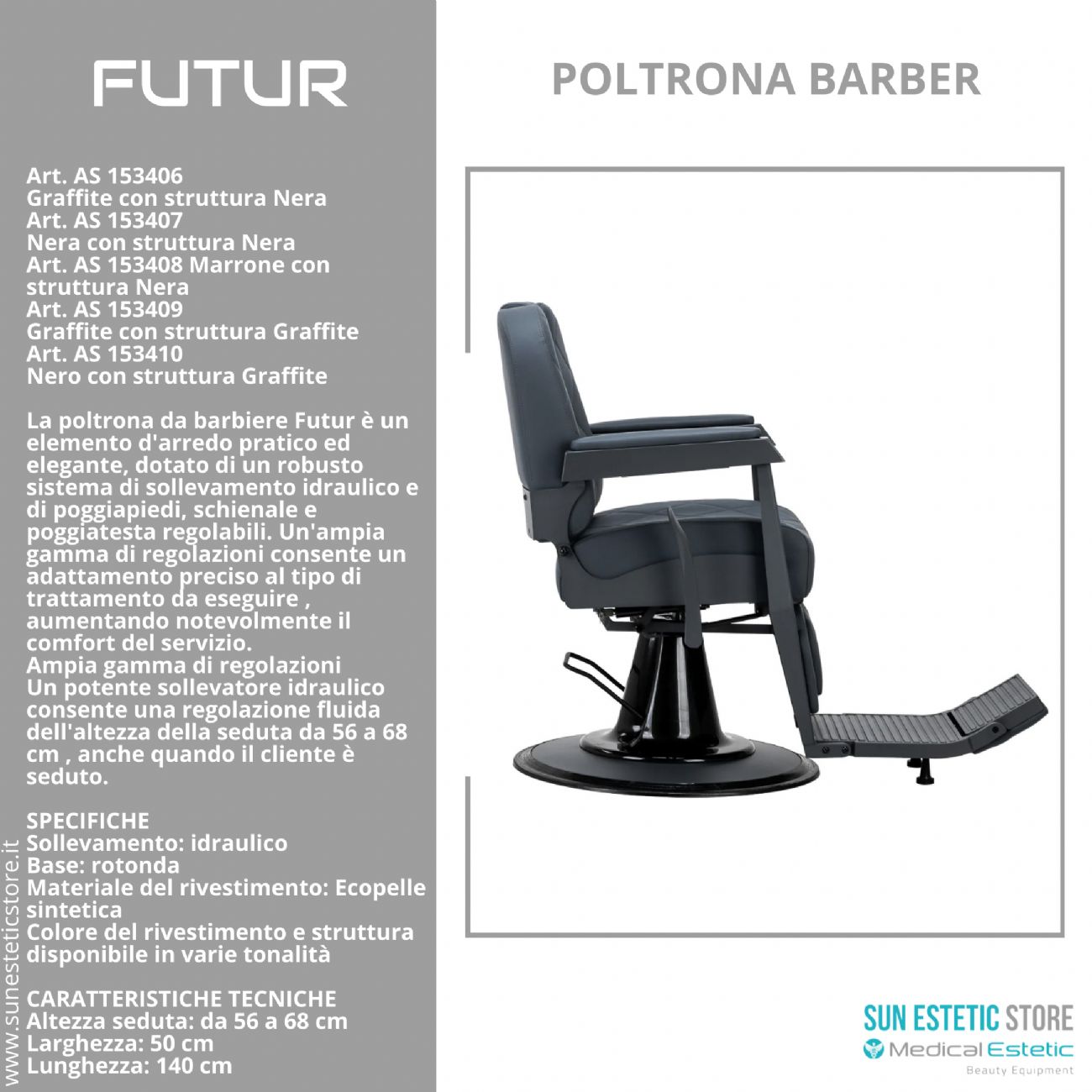 Futur moderna poltrona maschile barber in varie