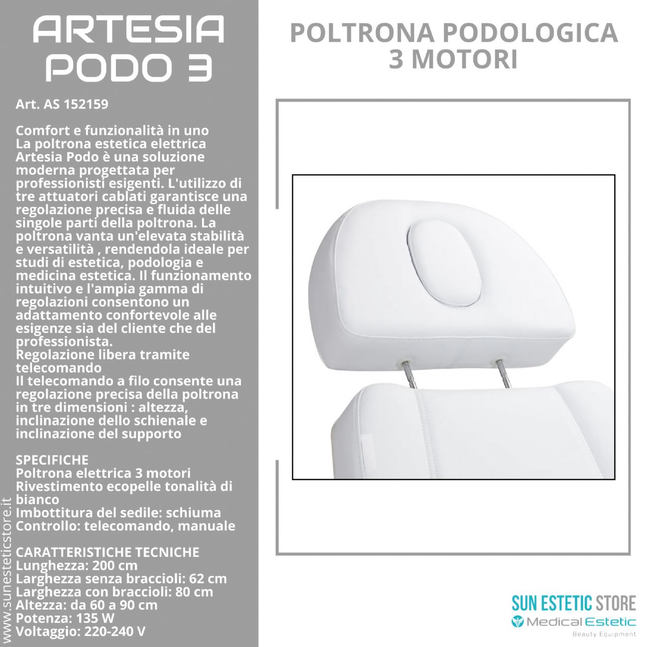Artesia Podo 3 poltrona podologica 3 motori