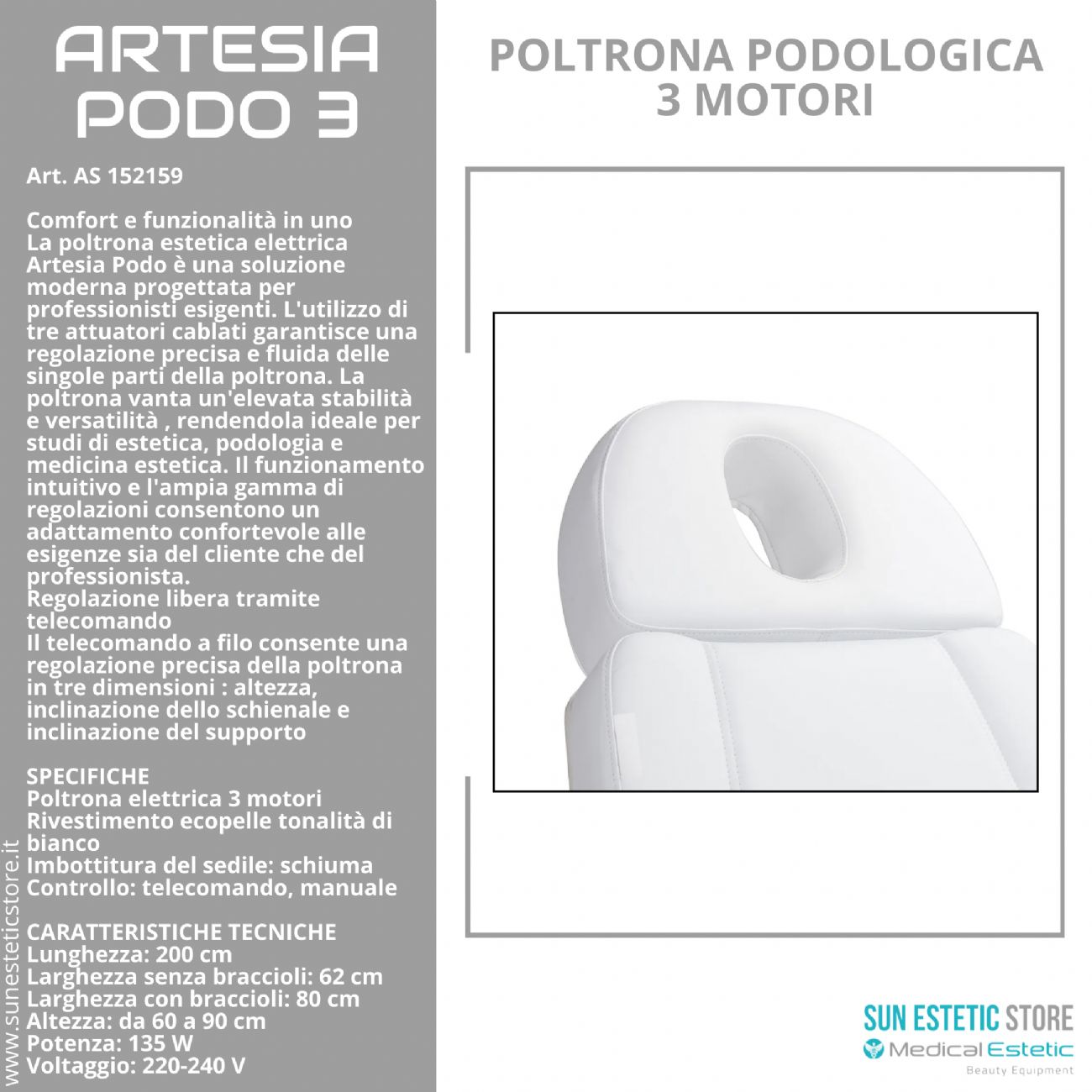 Artesia Podo 3 poltrona podologica 3 motori