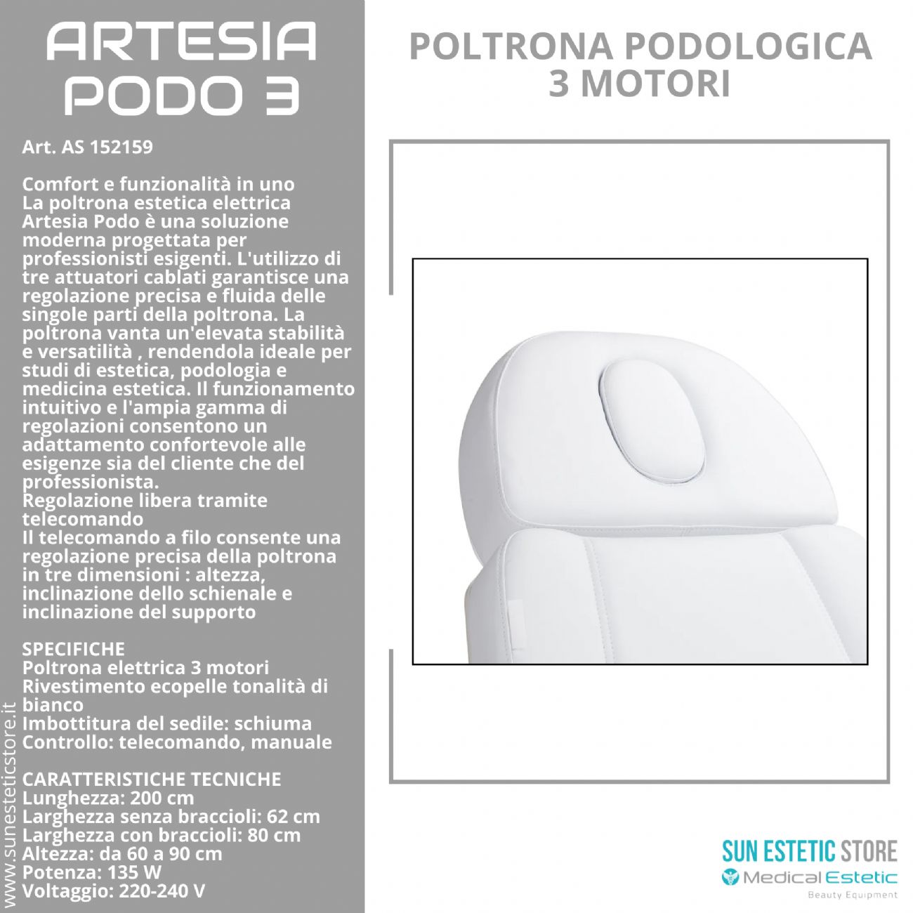 Artesia Podo 3 poltrona podologica 3 motori