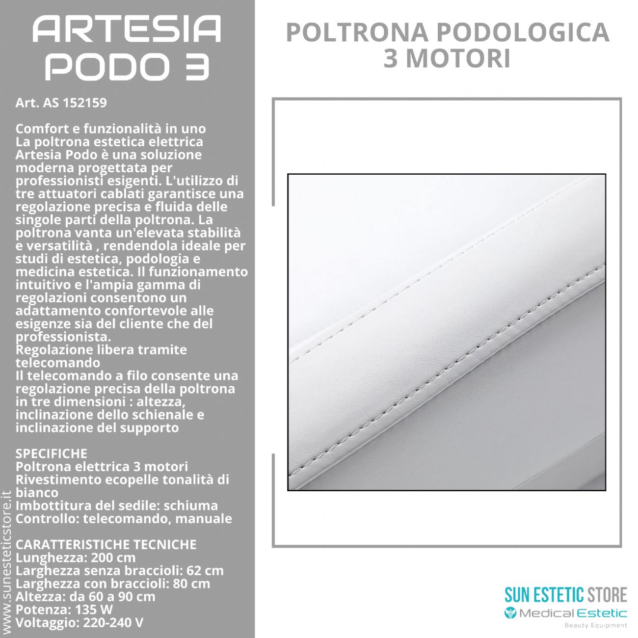 Artesia Podo 3 poltrona podologica 3 motori