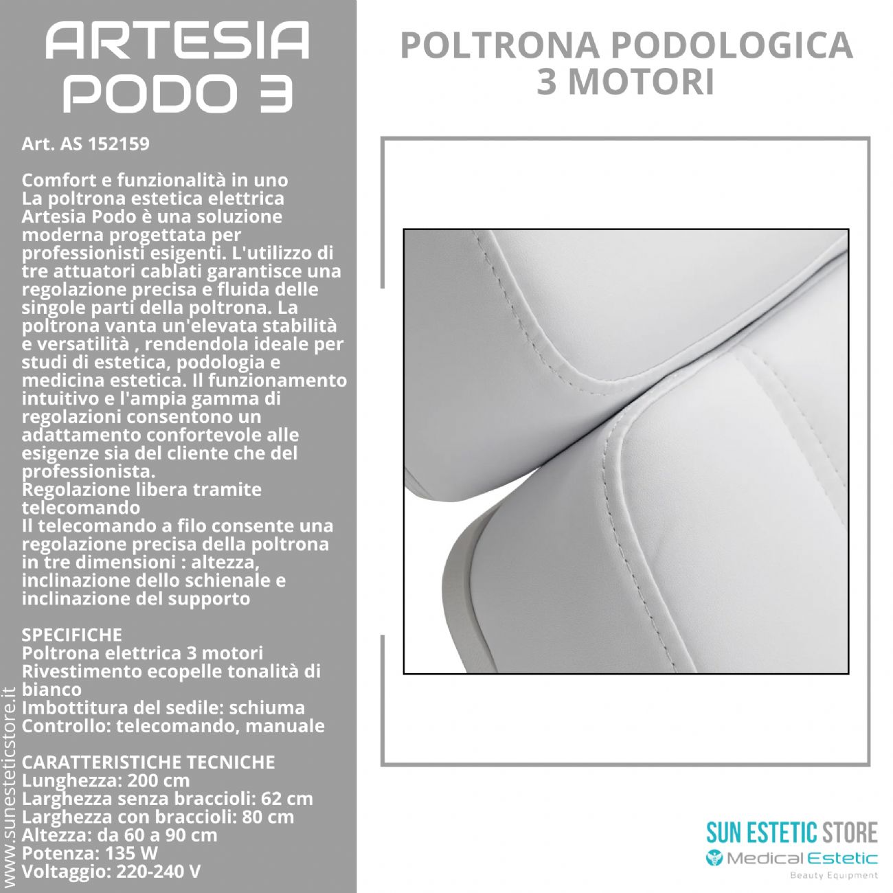 Artesia Podo 3 poltrona podologica 3 motori