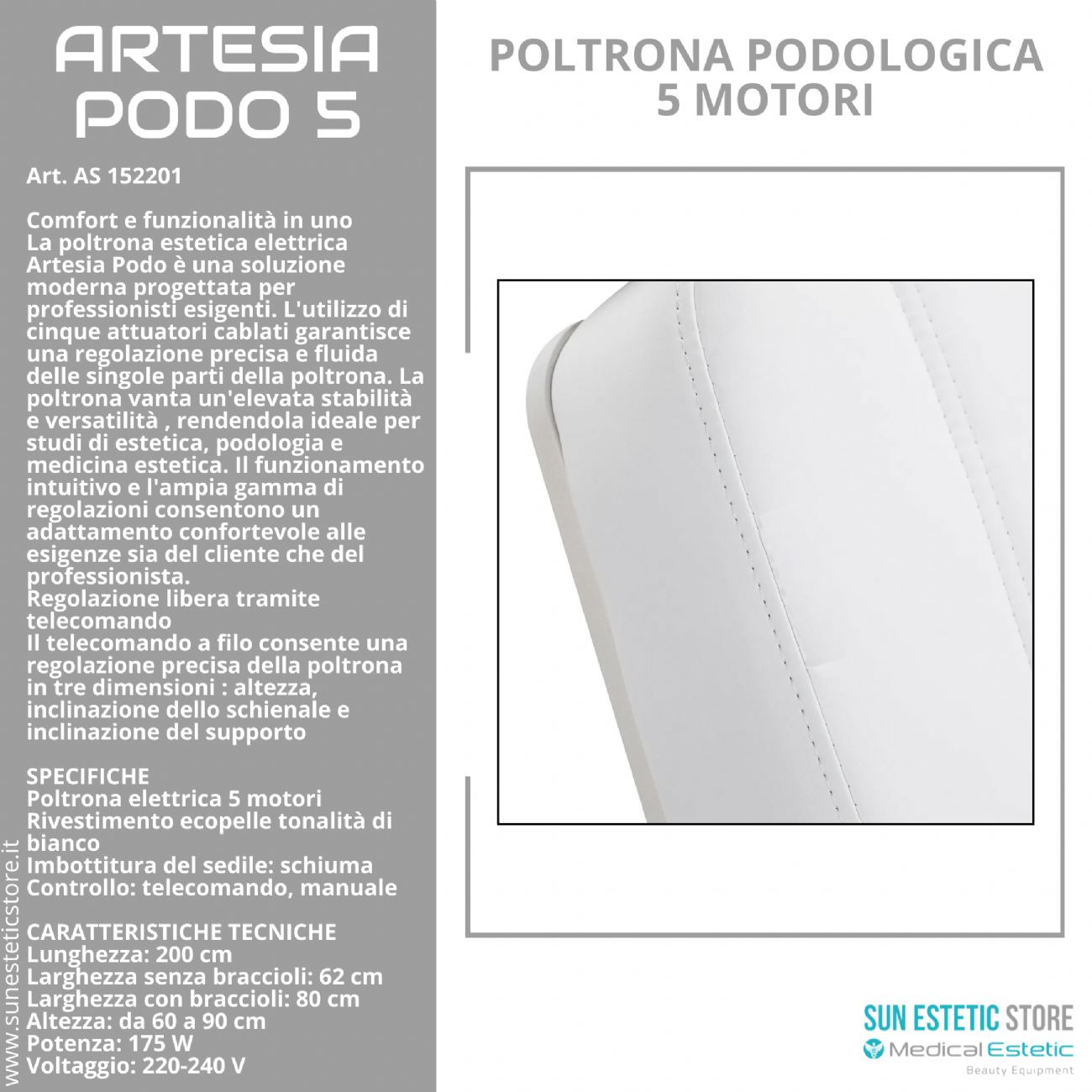 Artesia Podo 5 poltrona podologica 5 motori