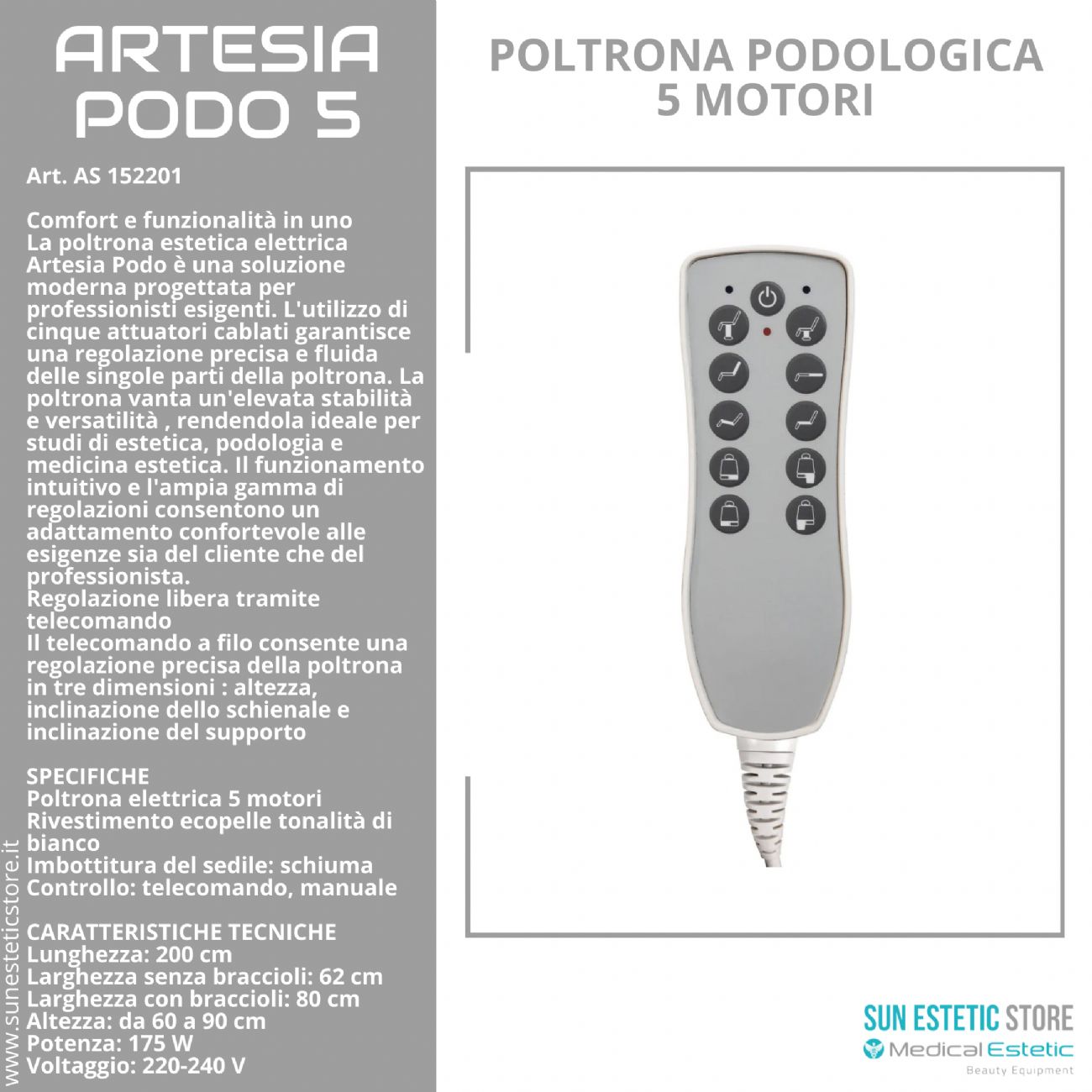 Artesia Podo 5 poltrona podologica 5 motori