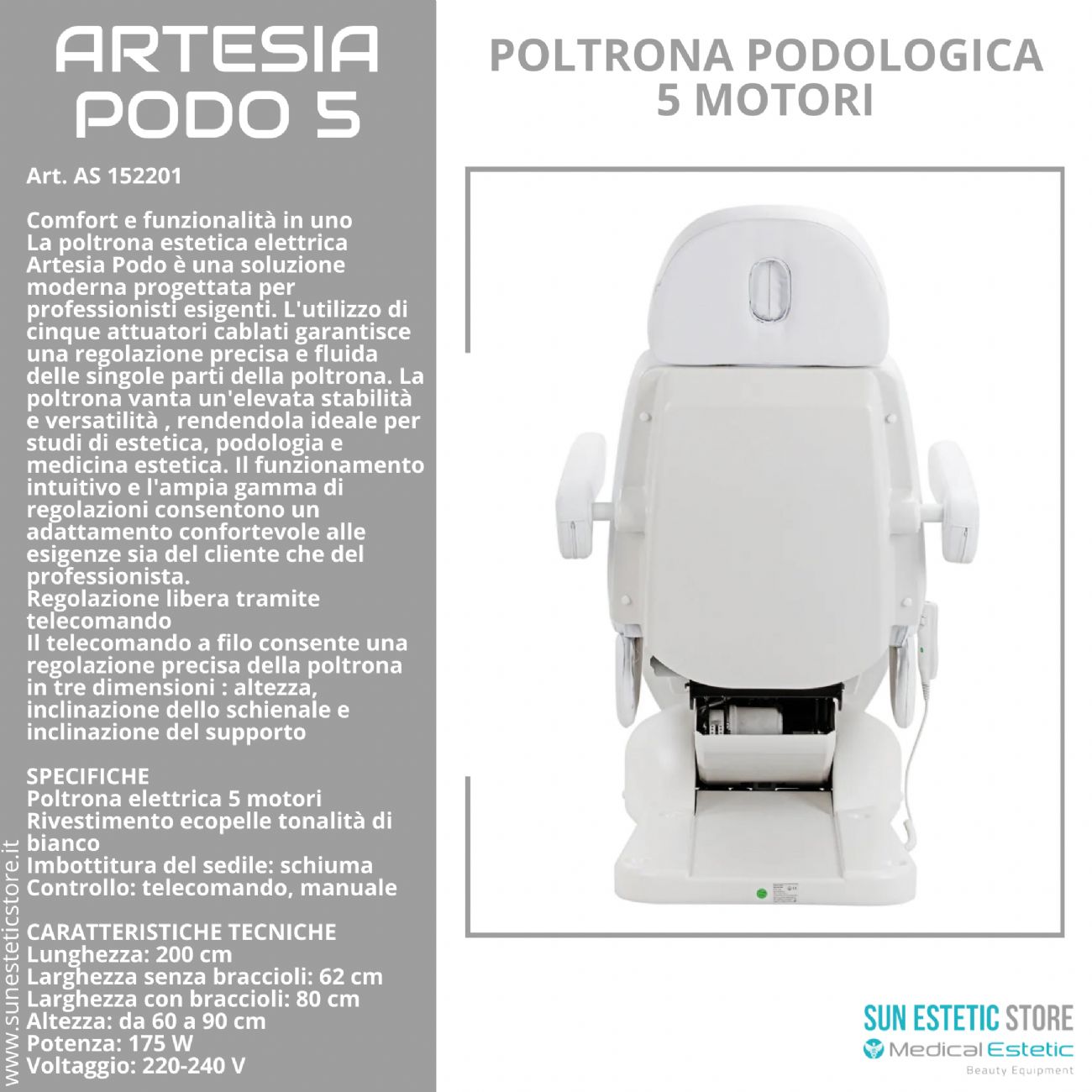 Artesia Podo 5 poltrona podologica 5 motori