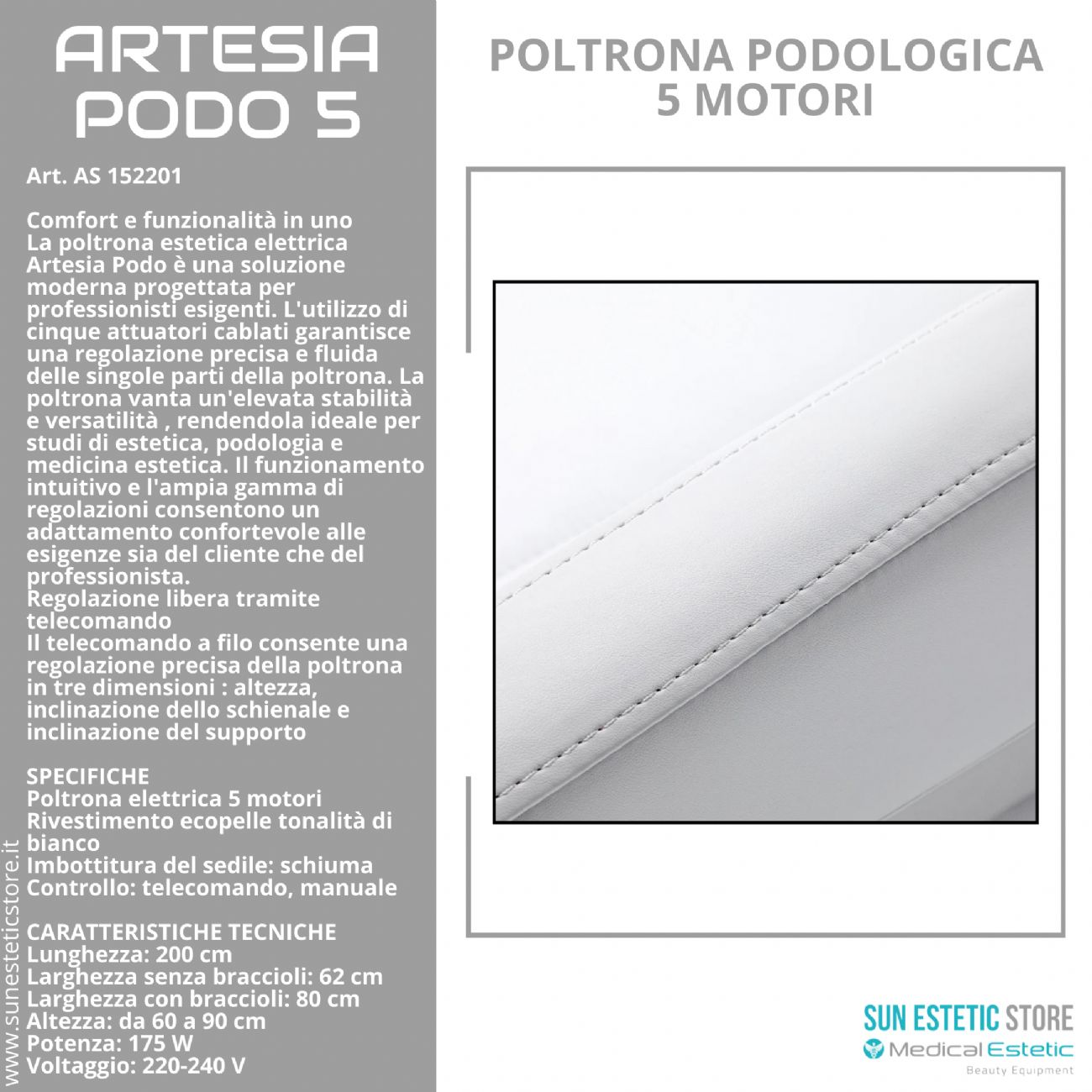 Artesia Podo 5 poltrona podologica 5 motori