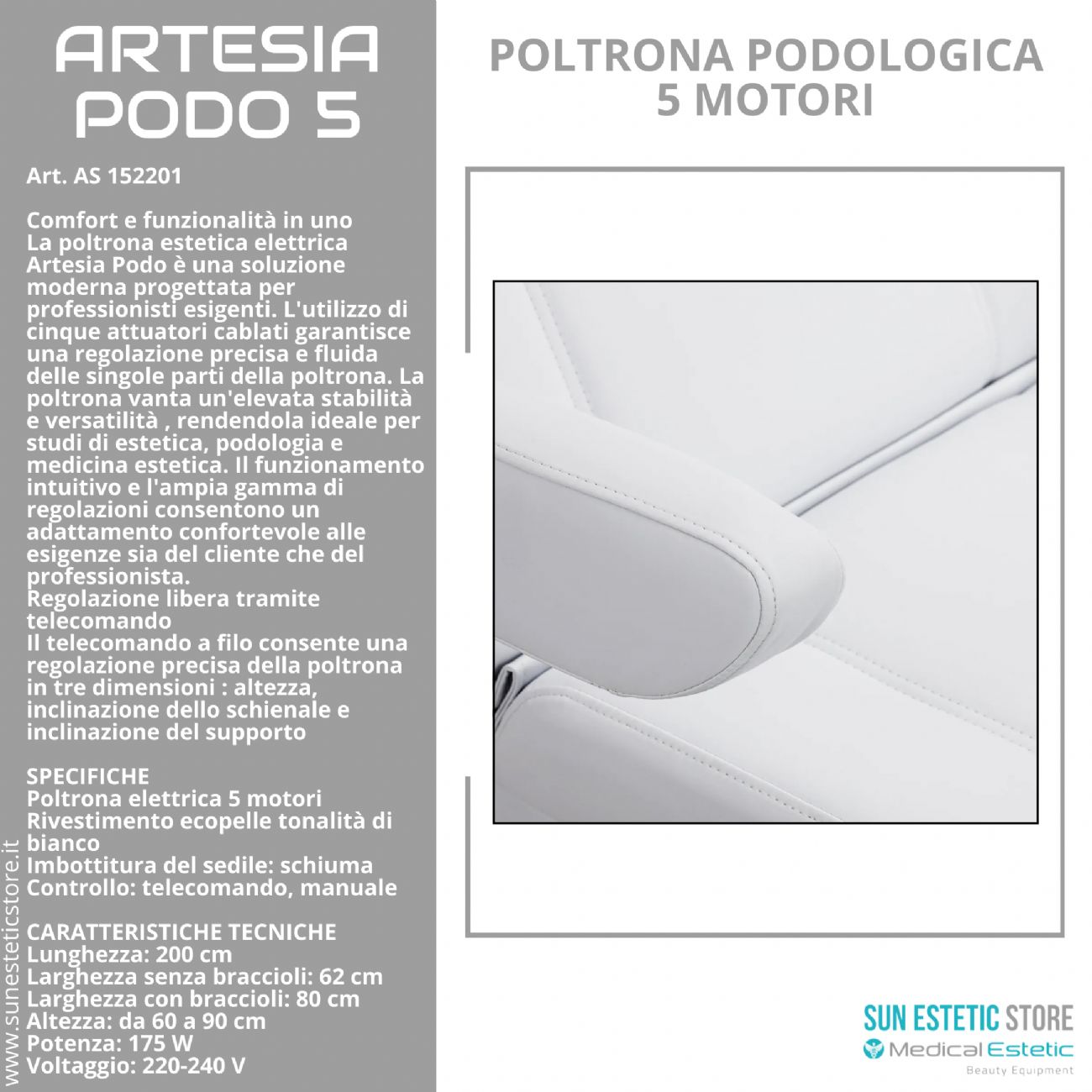 Artesia Podo 5 poltrona podologica 5 motori