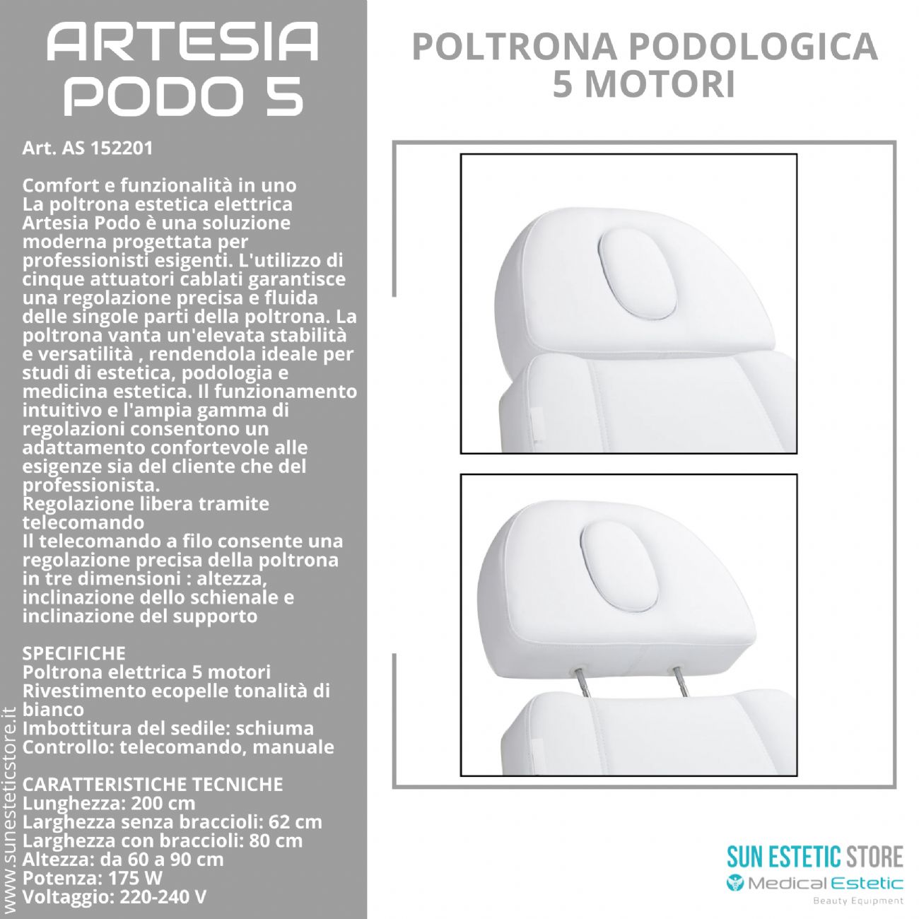 Artesia Podo 5 poltrona podologica 5 motori