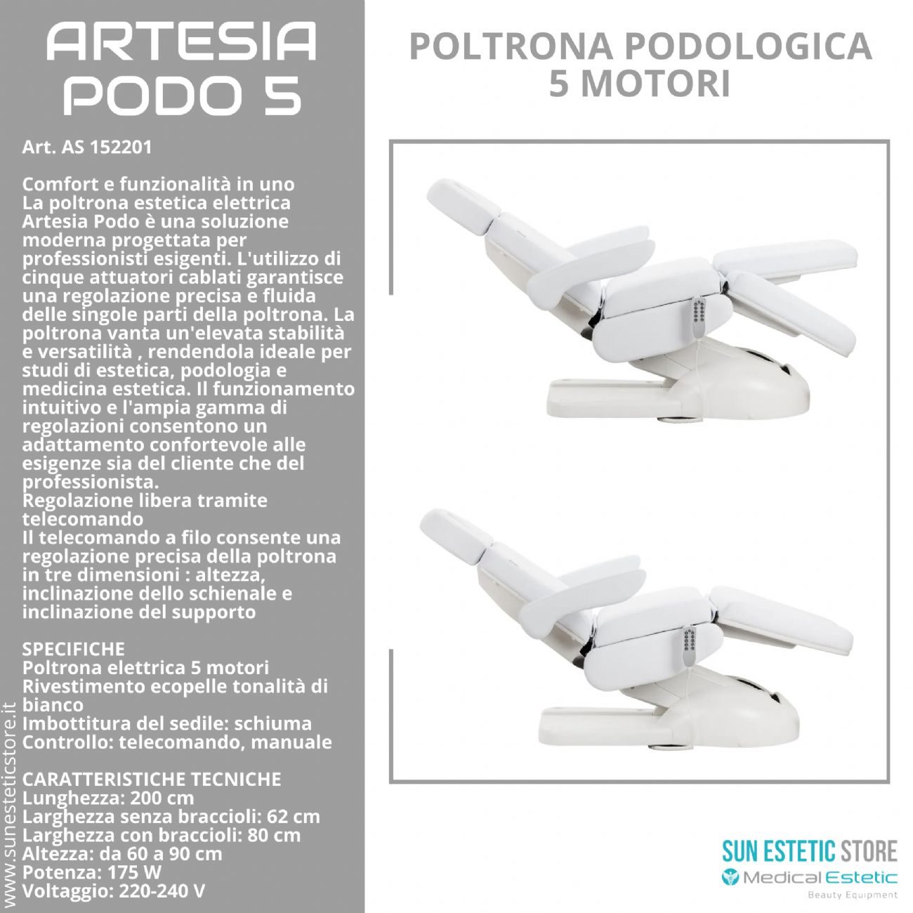 Artesia Podo 5 poltrona podologica 5 motori