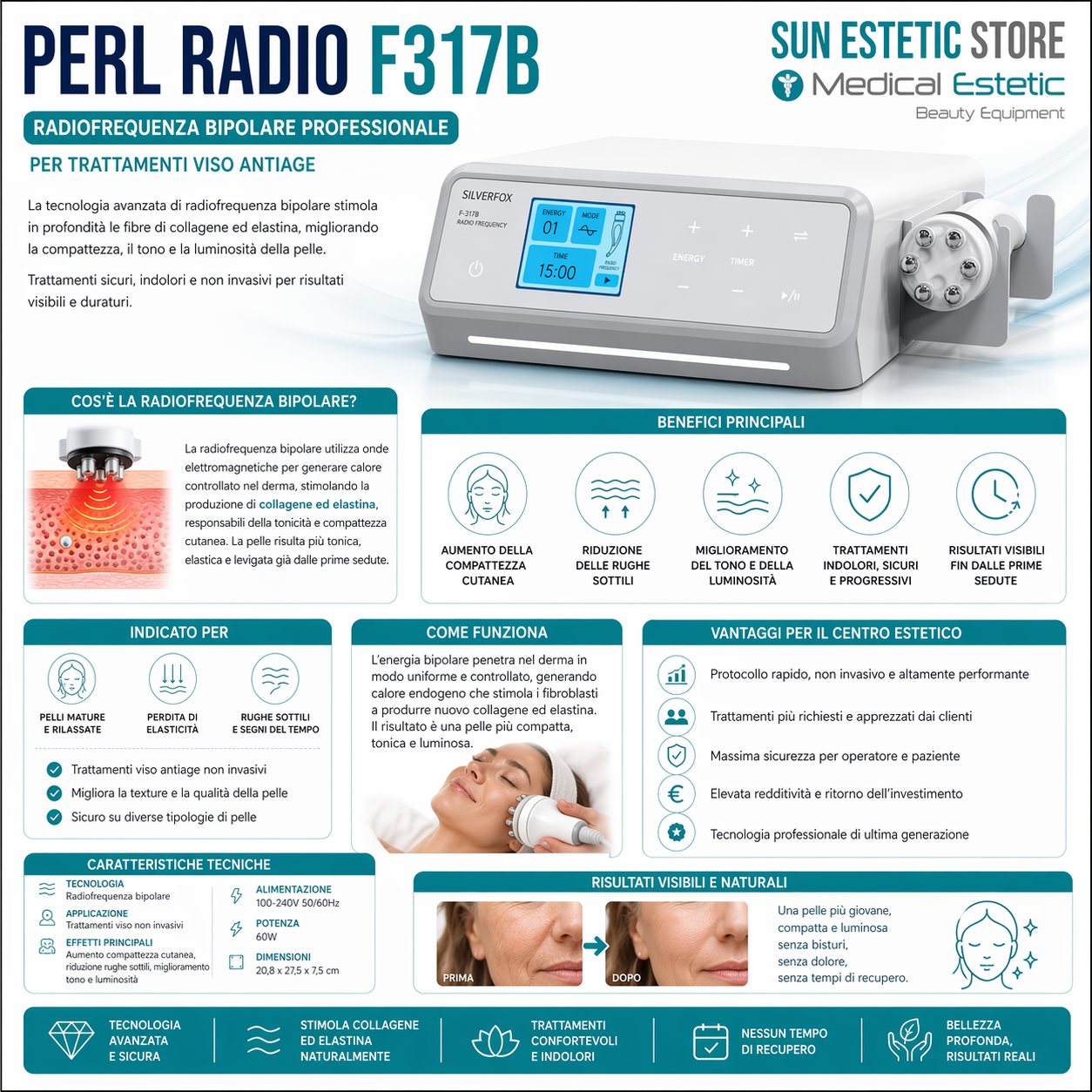 Perl Radio F317B Radiofrequenza bipolare estetica