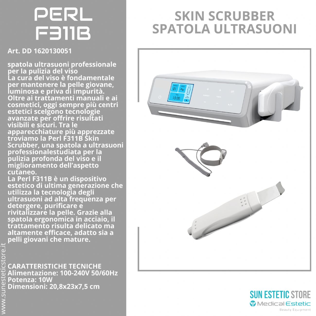 Perl F311B Skin Scrubber spatola ultrasuoni estetica