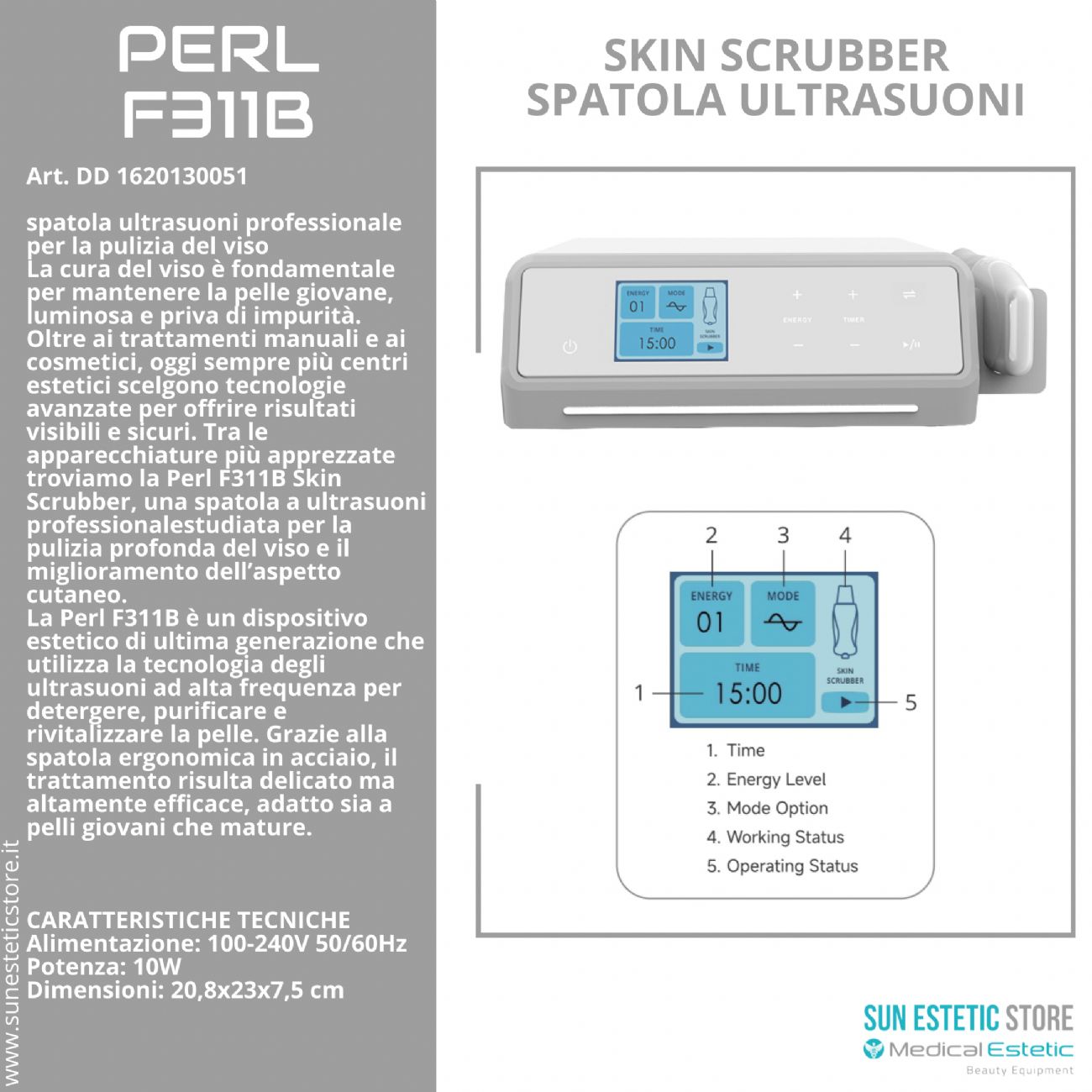 Perl F311B Skin Scrubber spatola ultrasuoni estetica