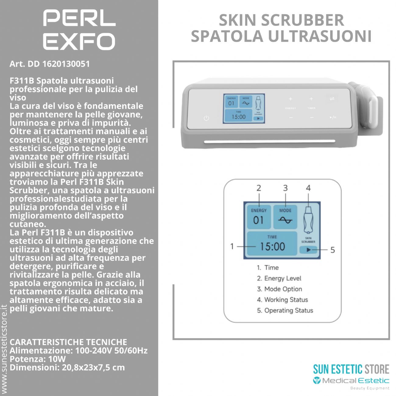 Perl F311B Skin Scrubber spatola ultrasuoni estetica