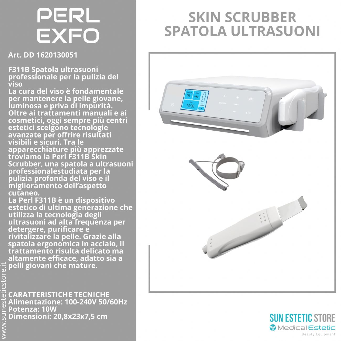 Perl F311B Skin Scrubber spatola ultrasuoni estetica