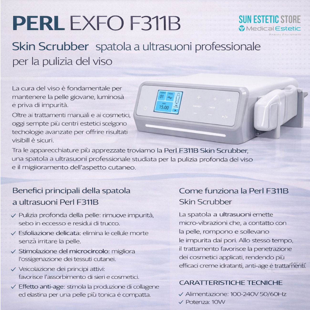 Perl F311B Skin Scrubber spatola ultrasuoni estetica