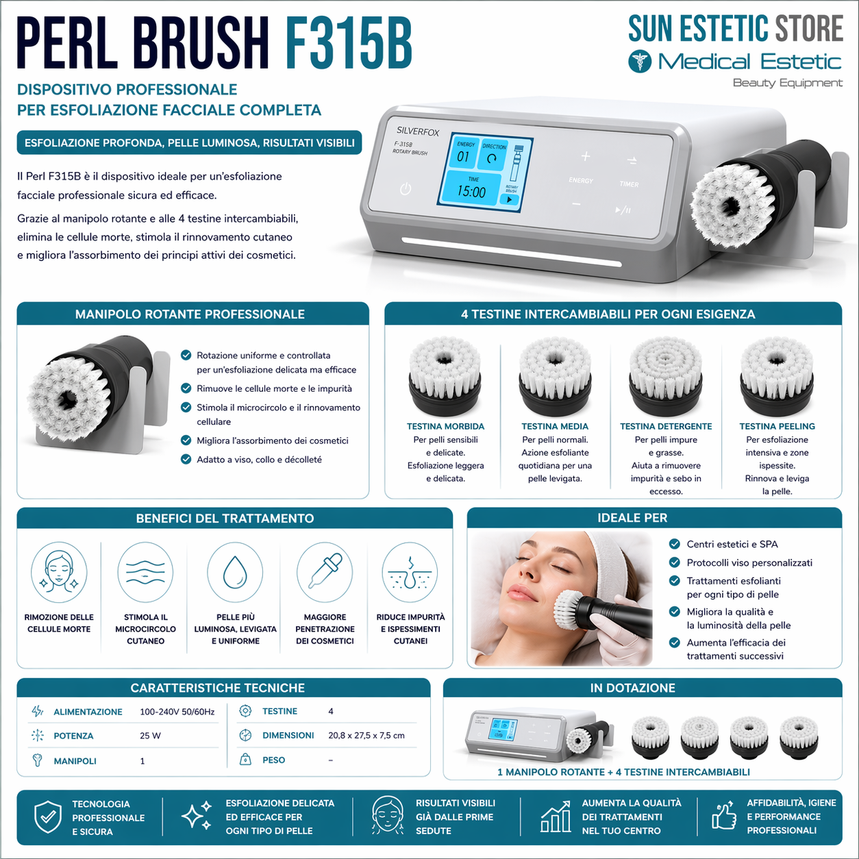 Perl Brush F315B spazzola rotante esfogliante