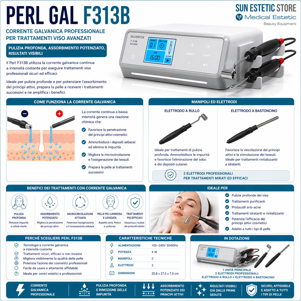 Perl Gal F313B Corrente galvanica estetica