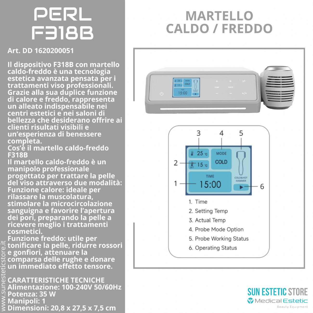 Perl F318B Martello caldo / freddo