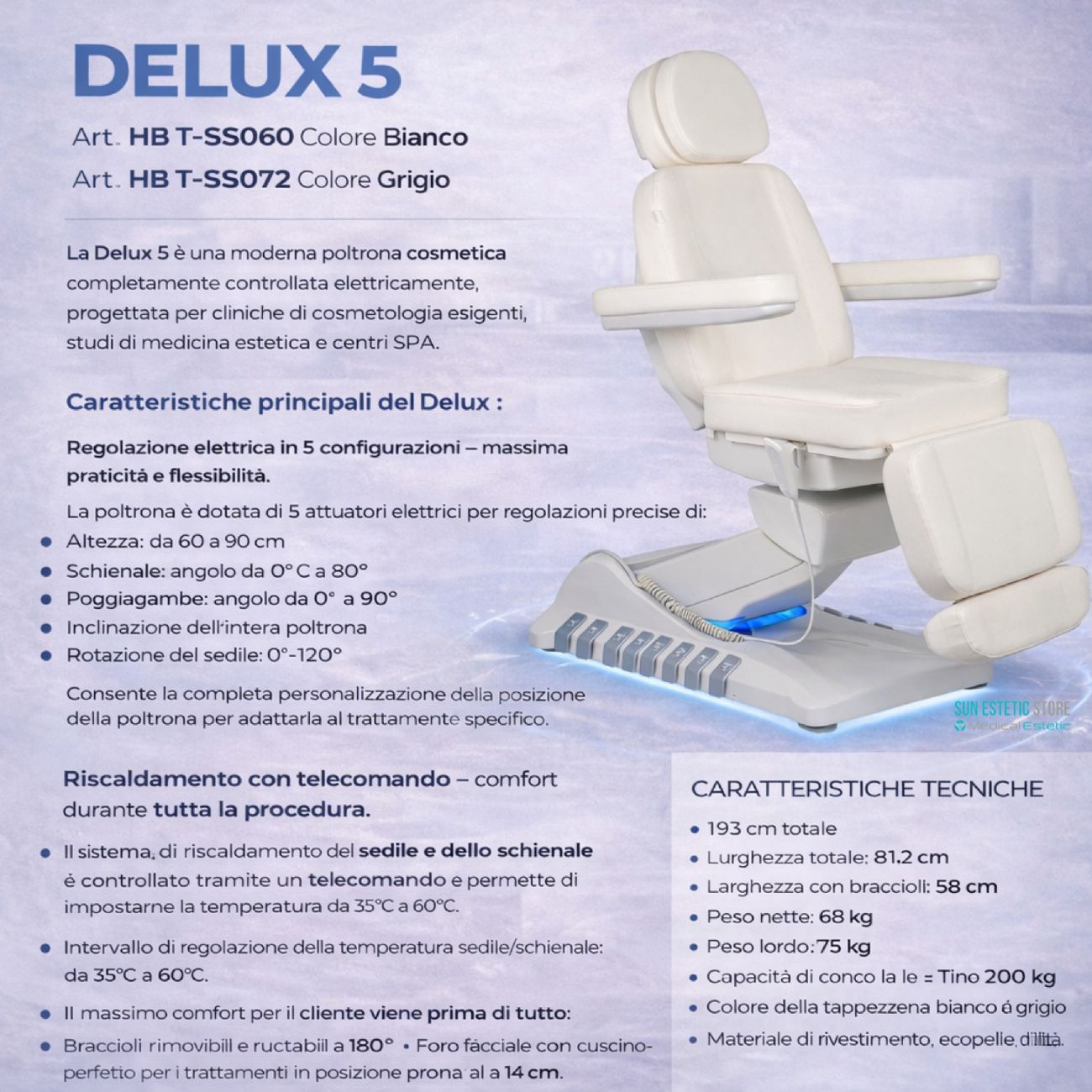 Delux 5 poltrona lettino 5 motori estetica