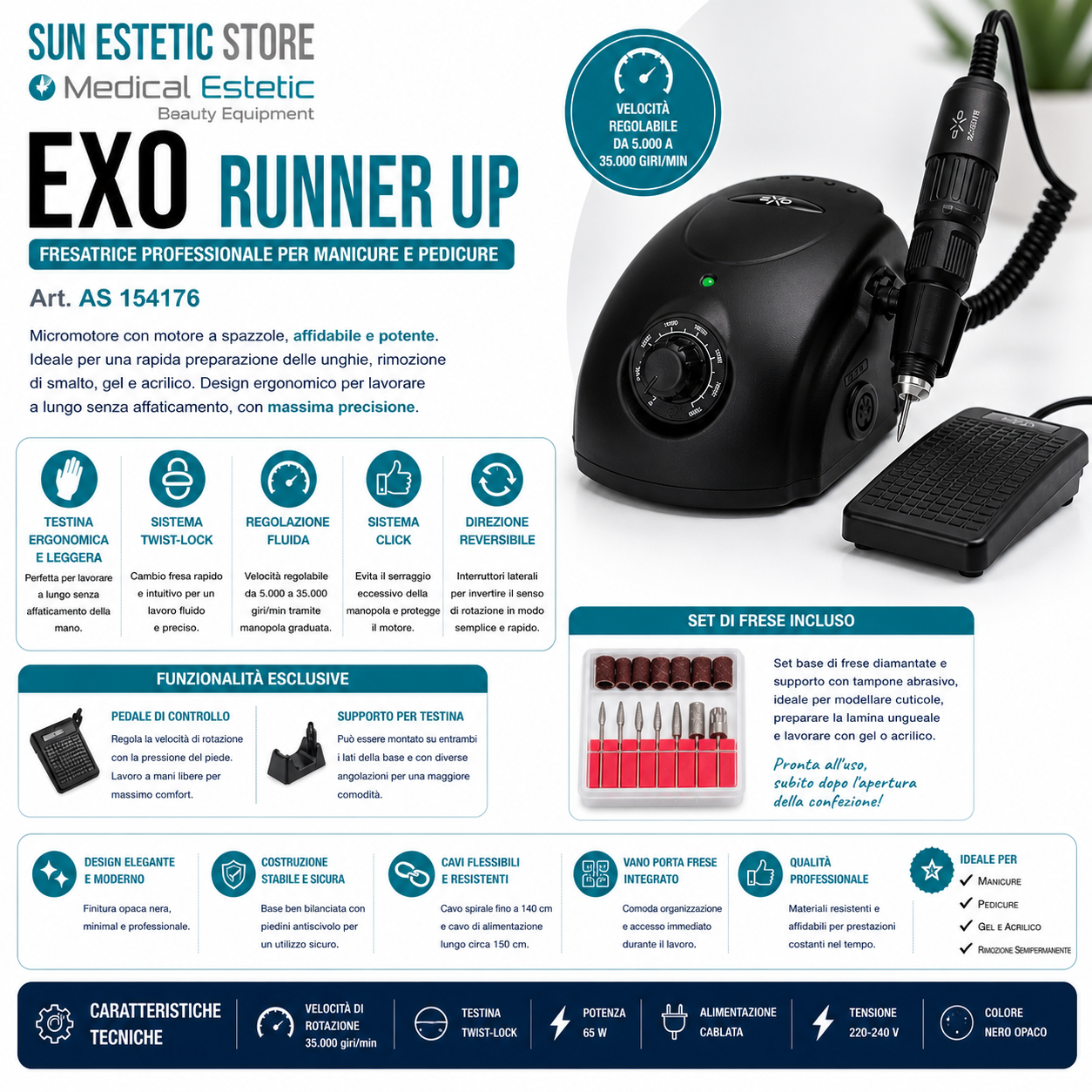 Exo runner up fresa micromotore nails