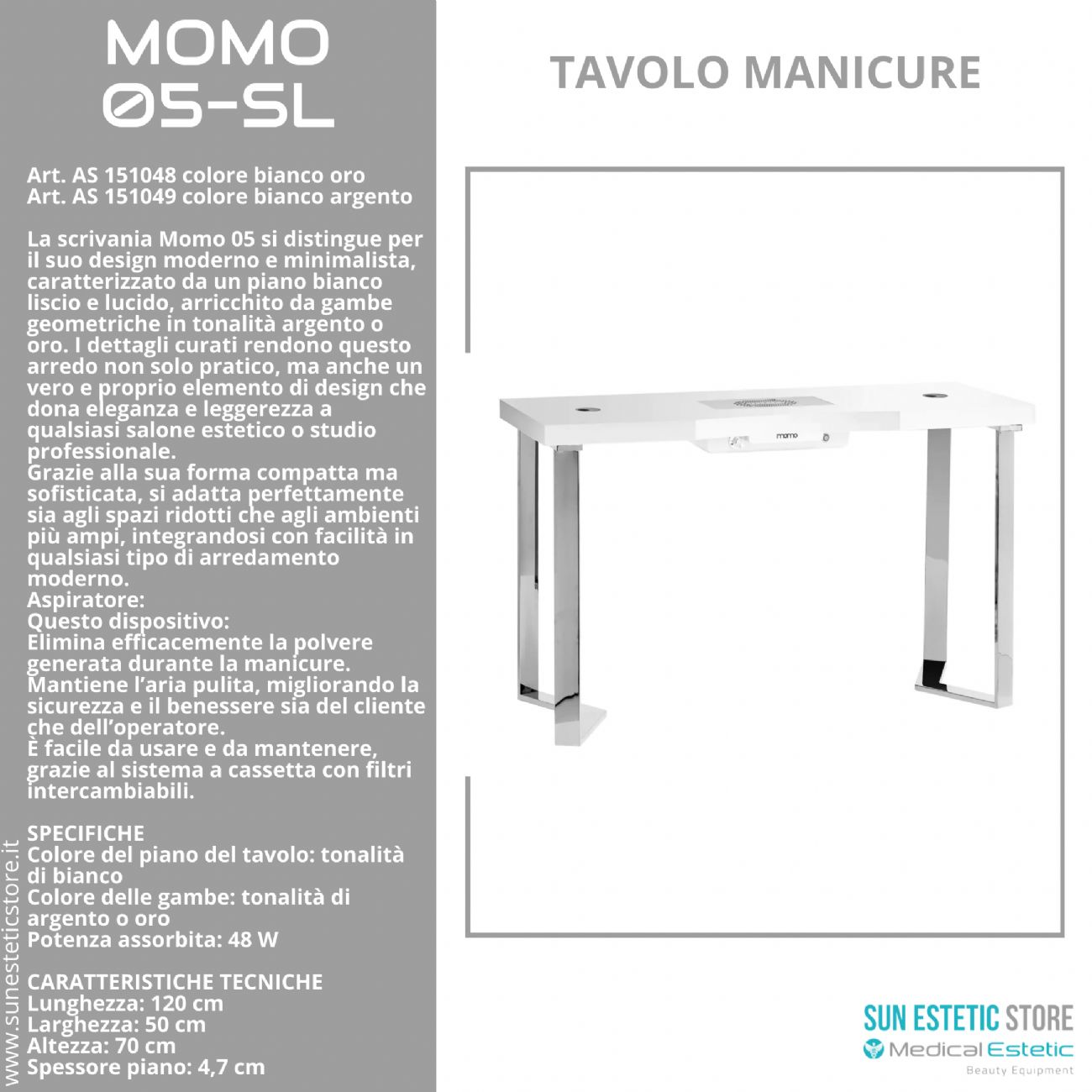 Momo 05-SL Tavolo manicure con aspiratore