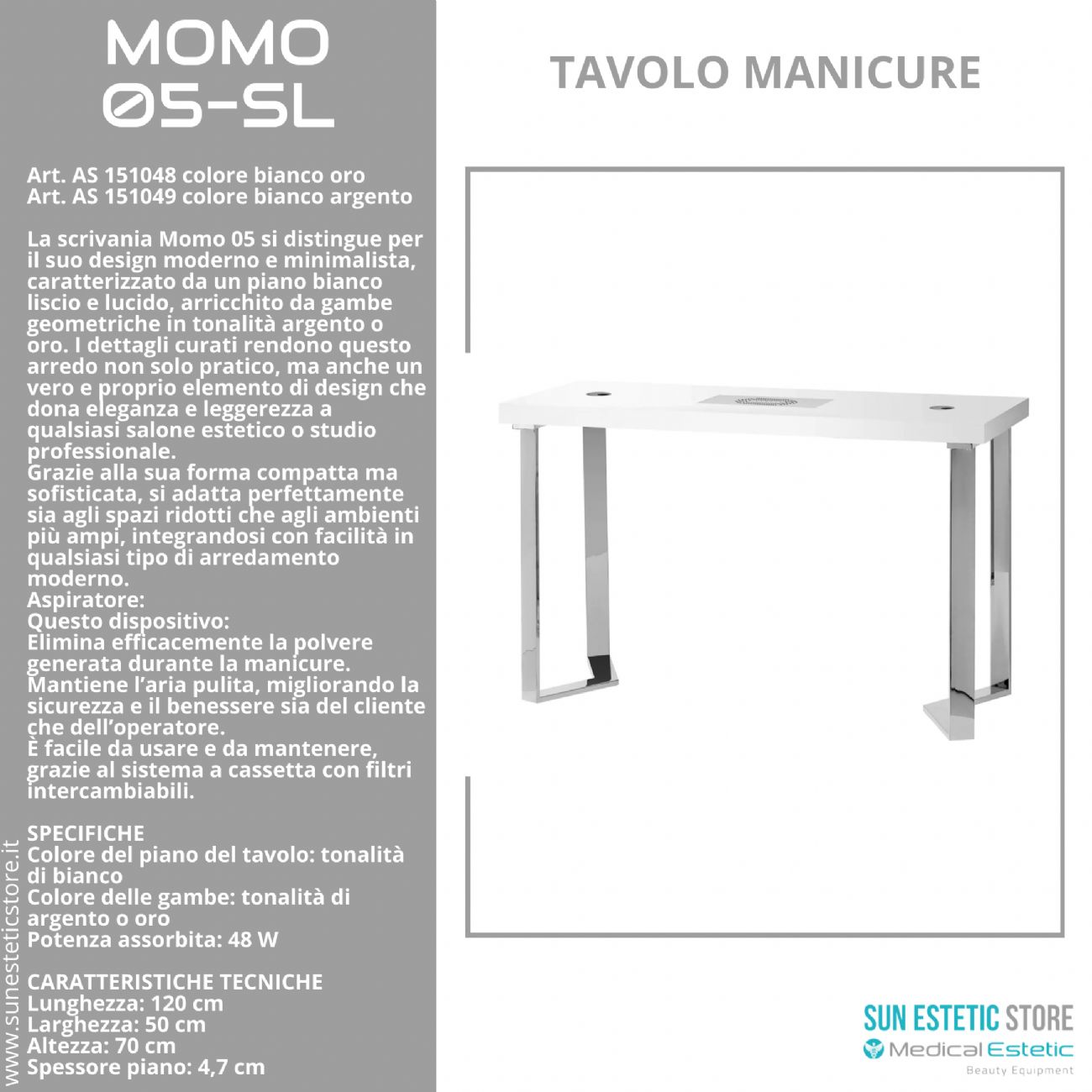 Momo 05-SL Tavolo manicure con aspiratore