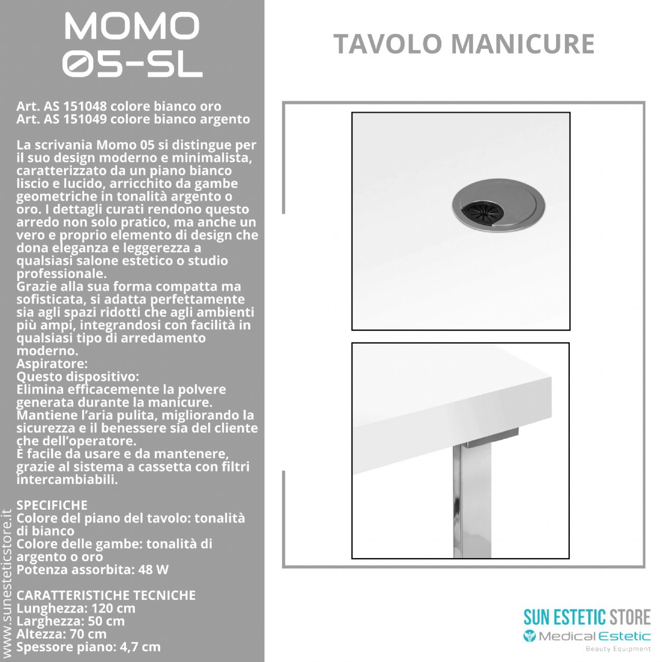 Momo 05-SL Tavolo manicure con aspiratore