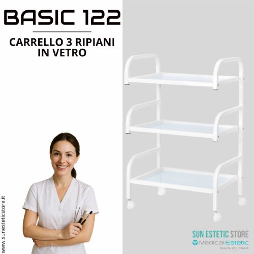 Basic 122 carrello 3 ripiani in vetro