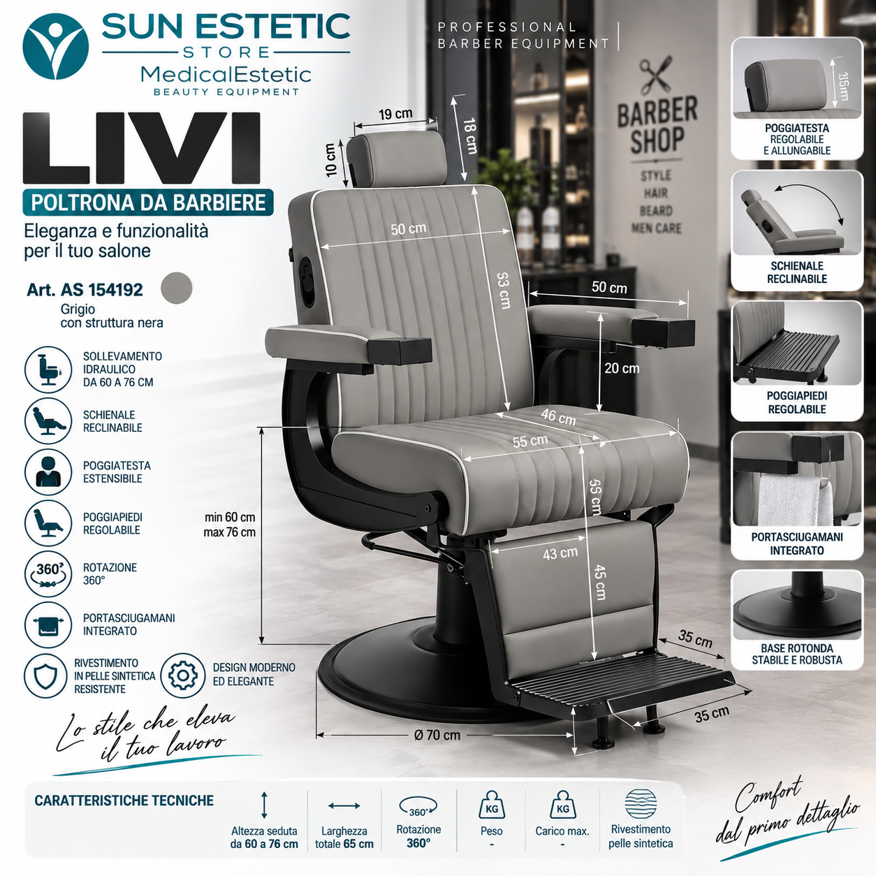 Livi poltrona maschile barber barbiere