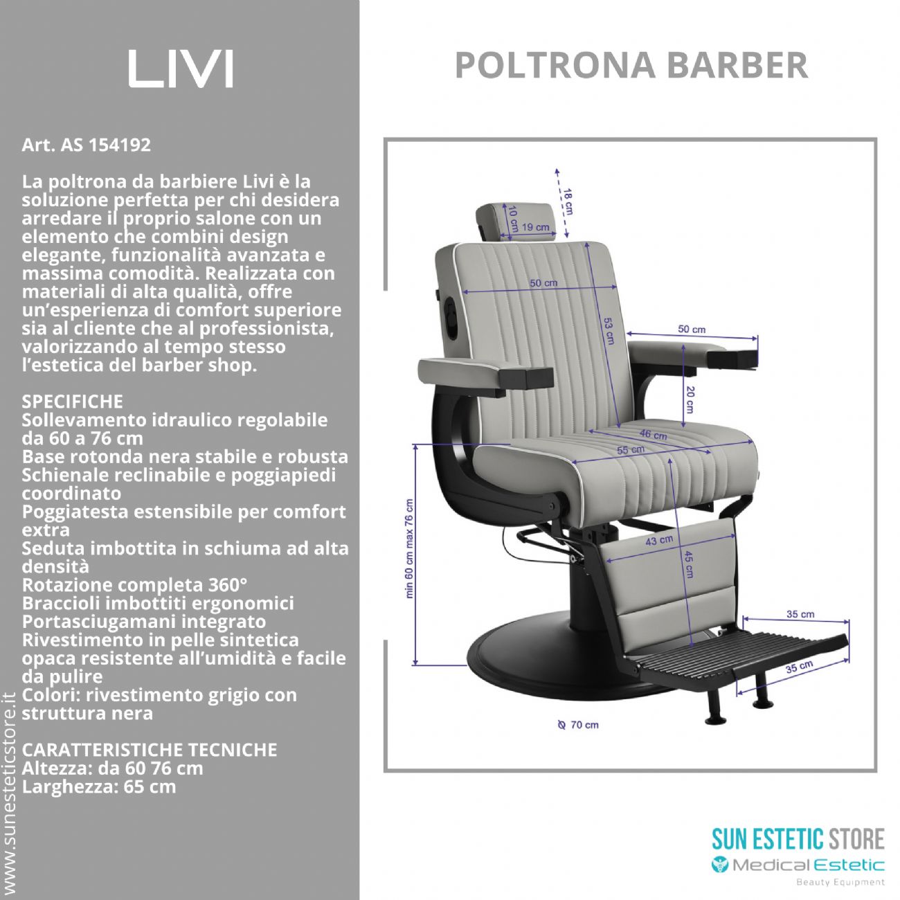 Livi poltrona maschile barber barbiere