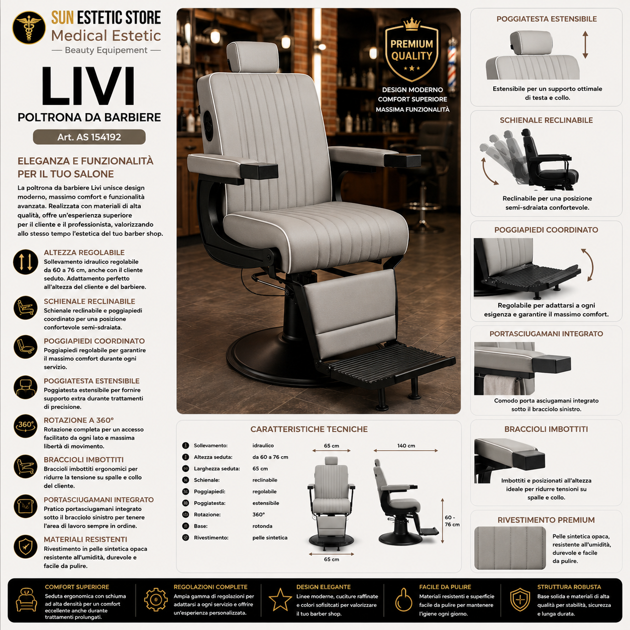 Livi poltrona maschile barber barbiere
