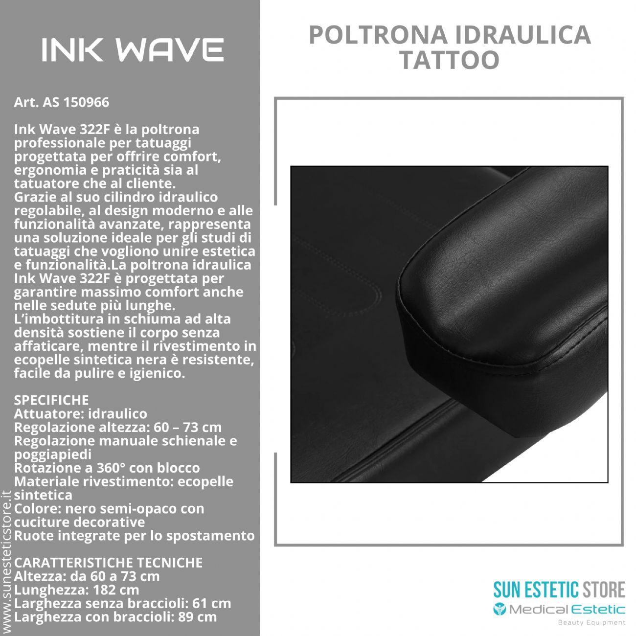 Ink Wave F322 Poltrona tattoo idraulica