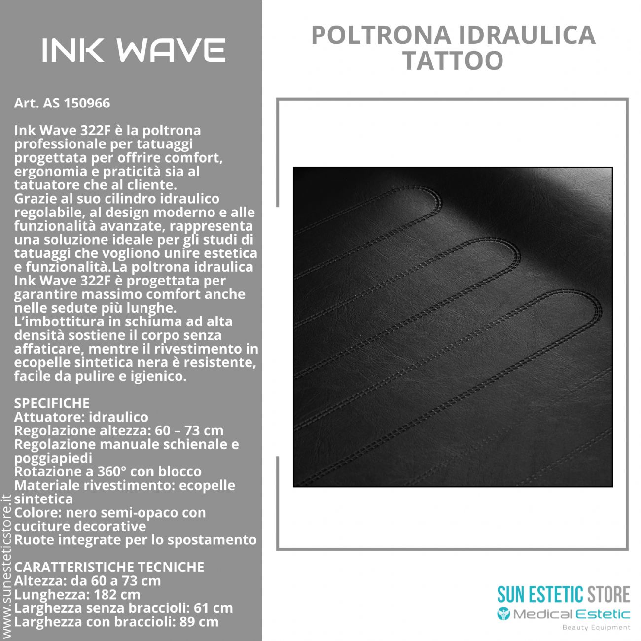 Ink Wave F322 Poltrona tattoo idraulica
