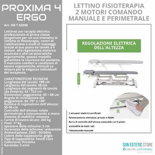 Proxima 04 lettino fisioterapia 4 sezioni 2 motori con perimetrale