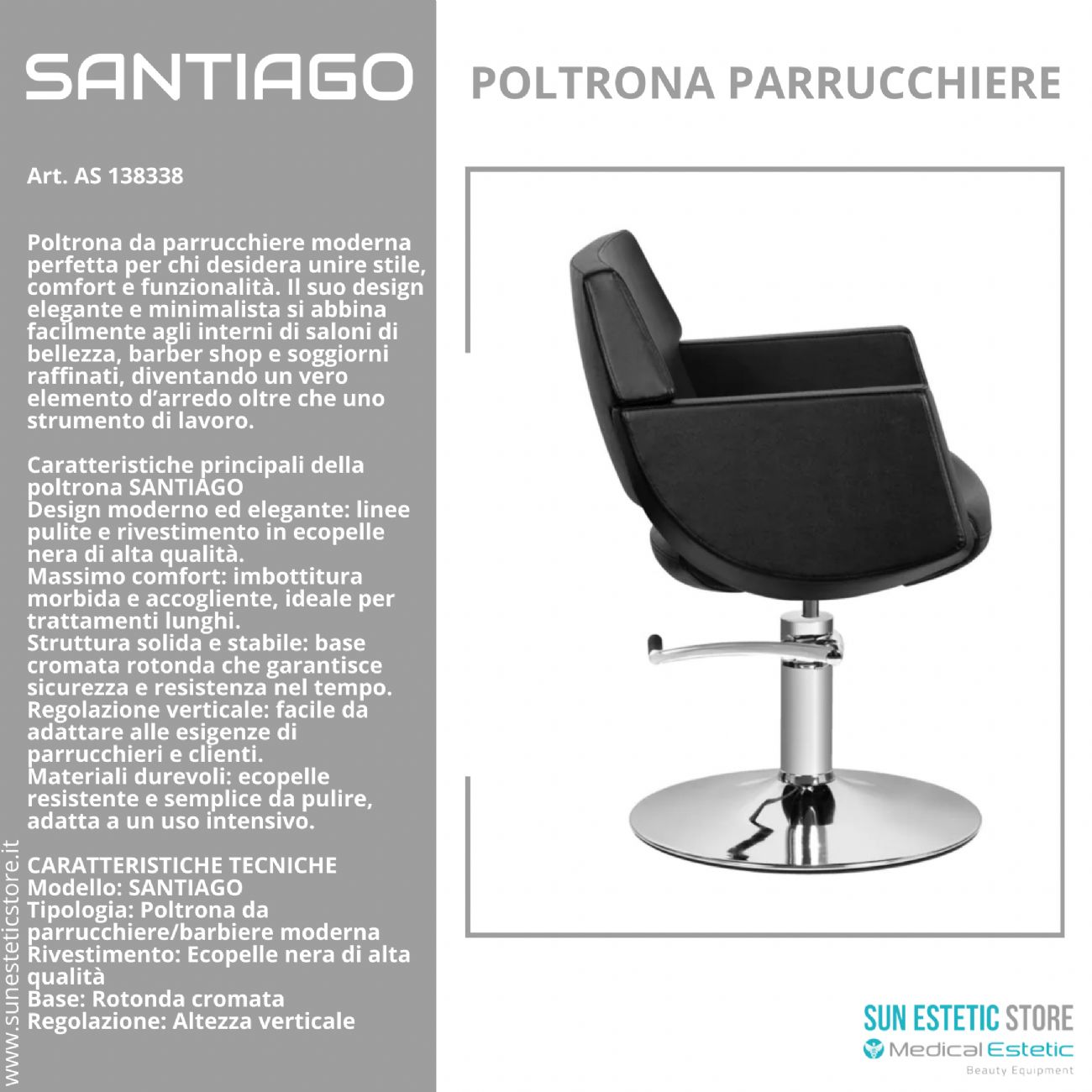 Santiago poltroncina taglio parrucchiere postazione lavoro