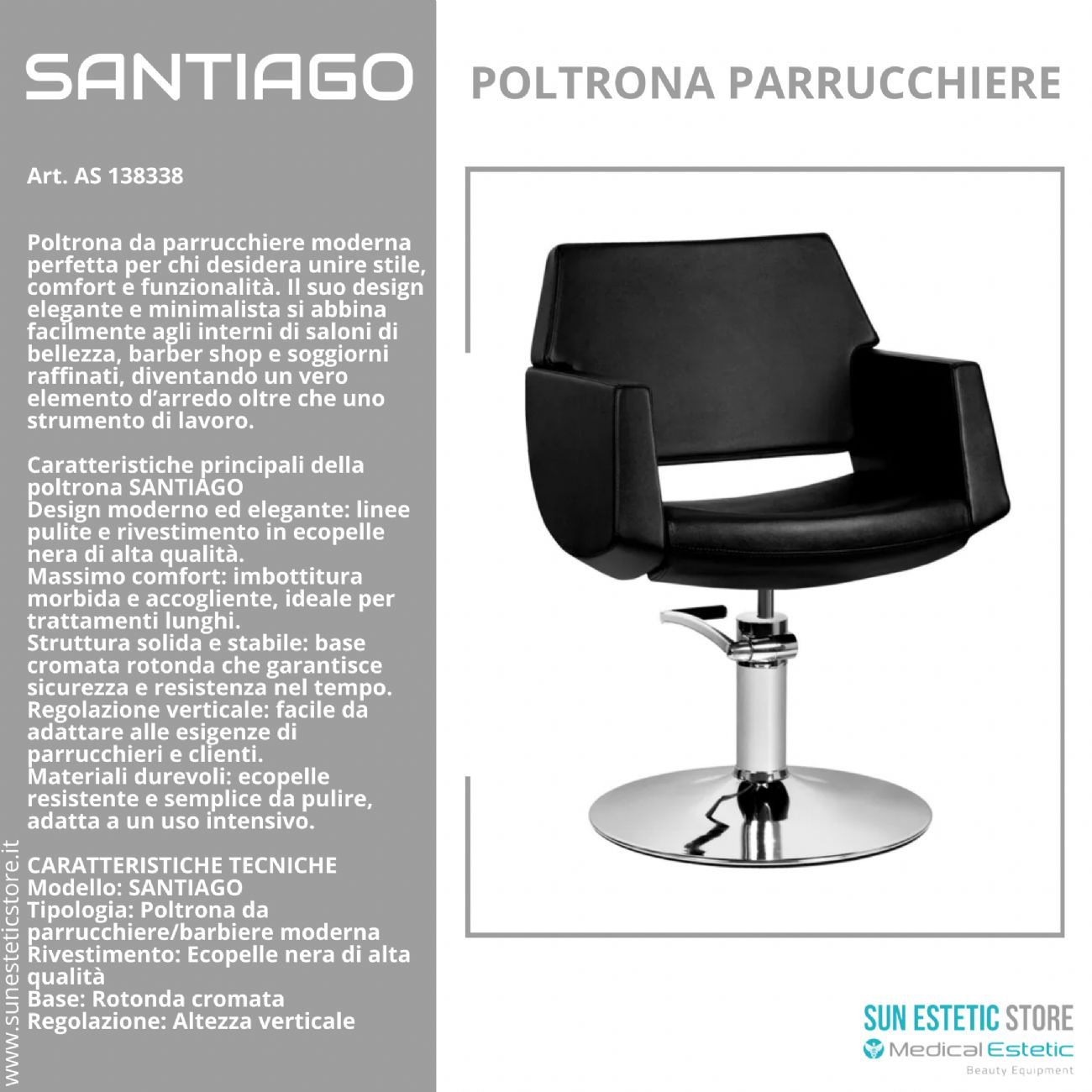 Santiago poltroncina taglio parrucchiere postazione lavoro