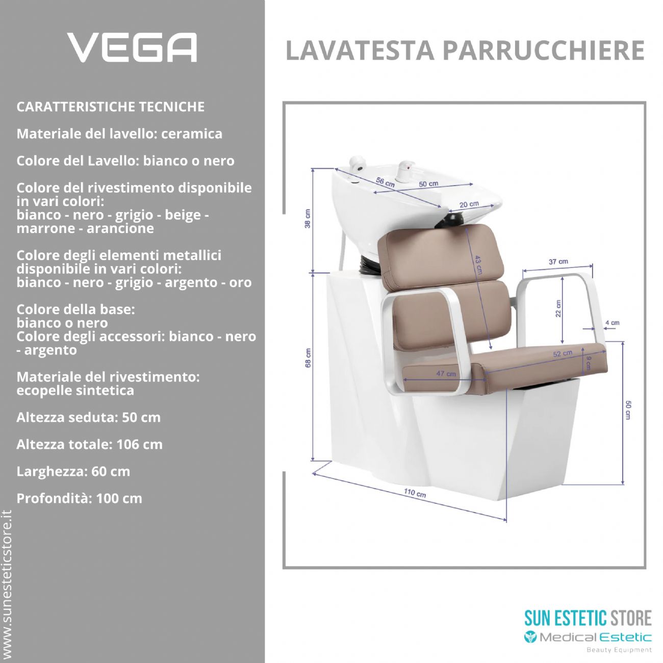 Vega lavatesta parrucchiere in vari colori