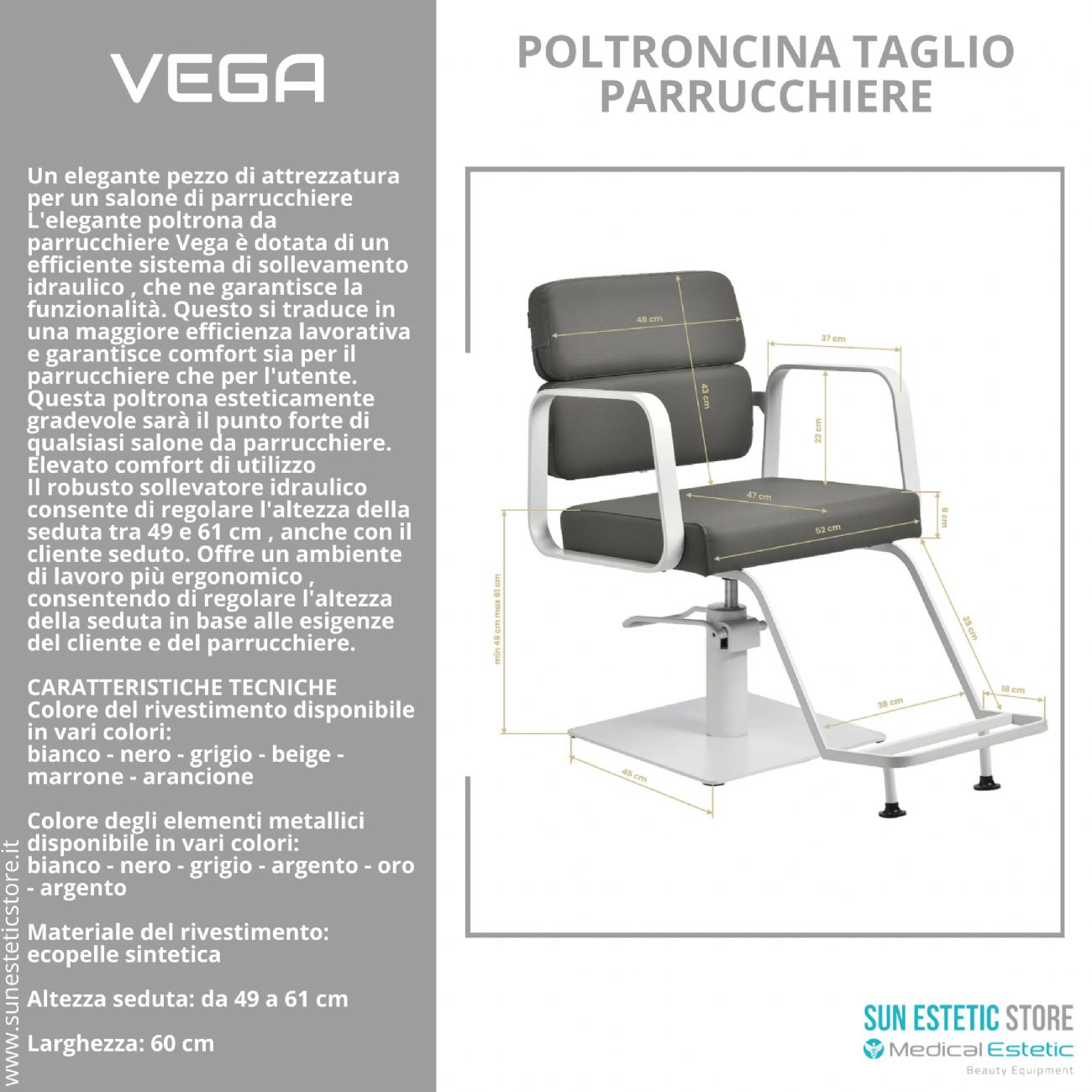 Vega poltroncina taglio parrucchiere in varie combinazioni di colori