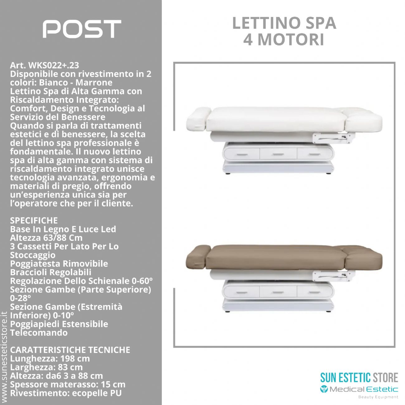 Post lettino massaggio Spa 4 motori