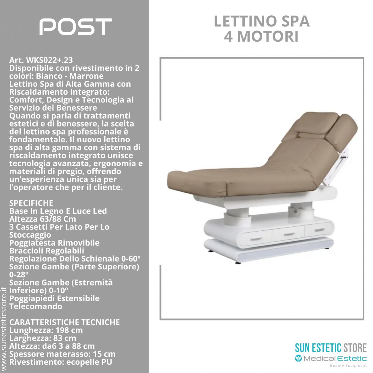 Post lettino massaggio Spa 4 motori