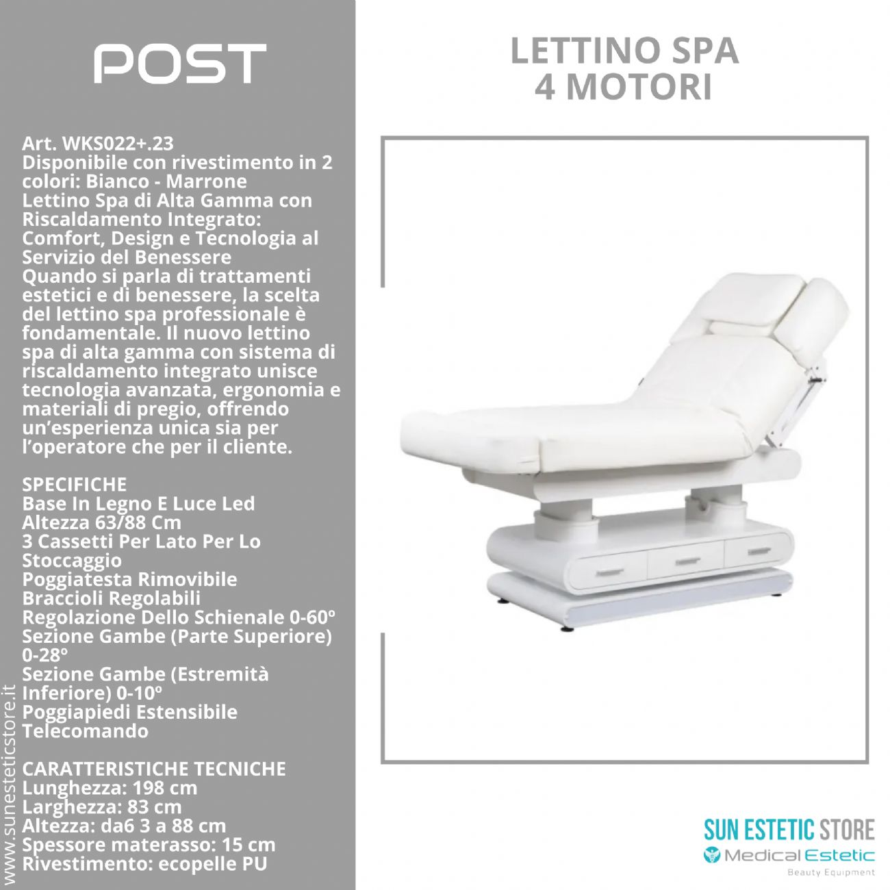 Post lettino massaggio Spa 4 motori