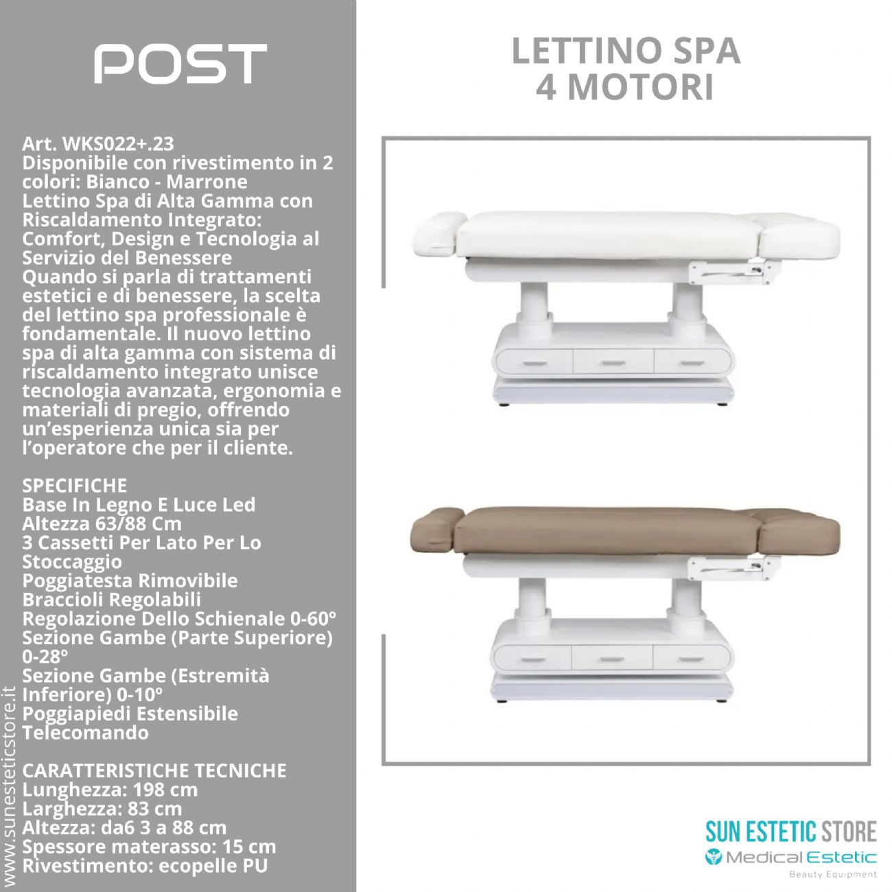 Post lettino massaggio Spa 4 motori